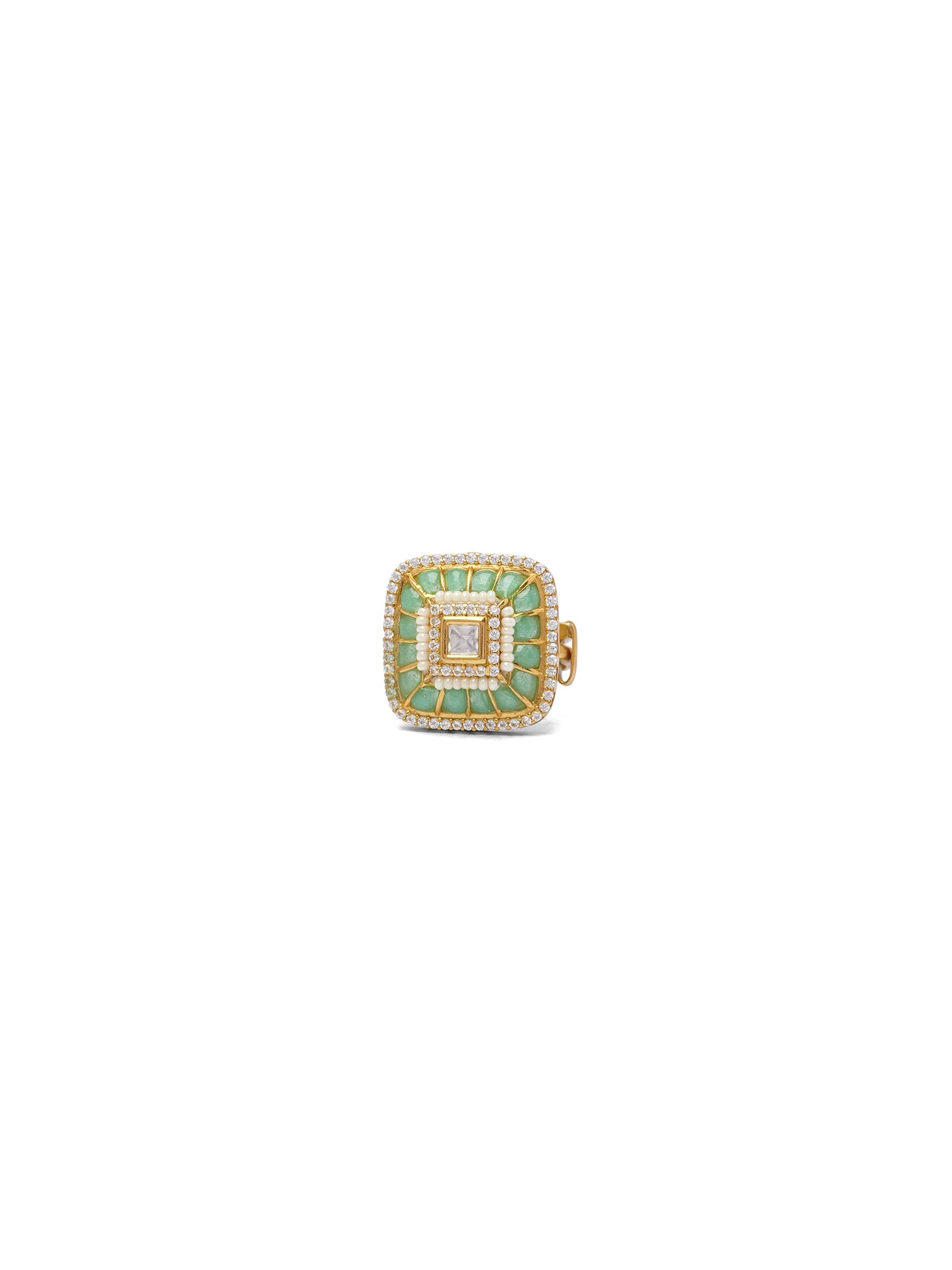 Ritika Kundan Ring in Pastel Jade
