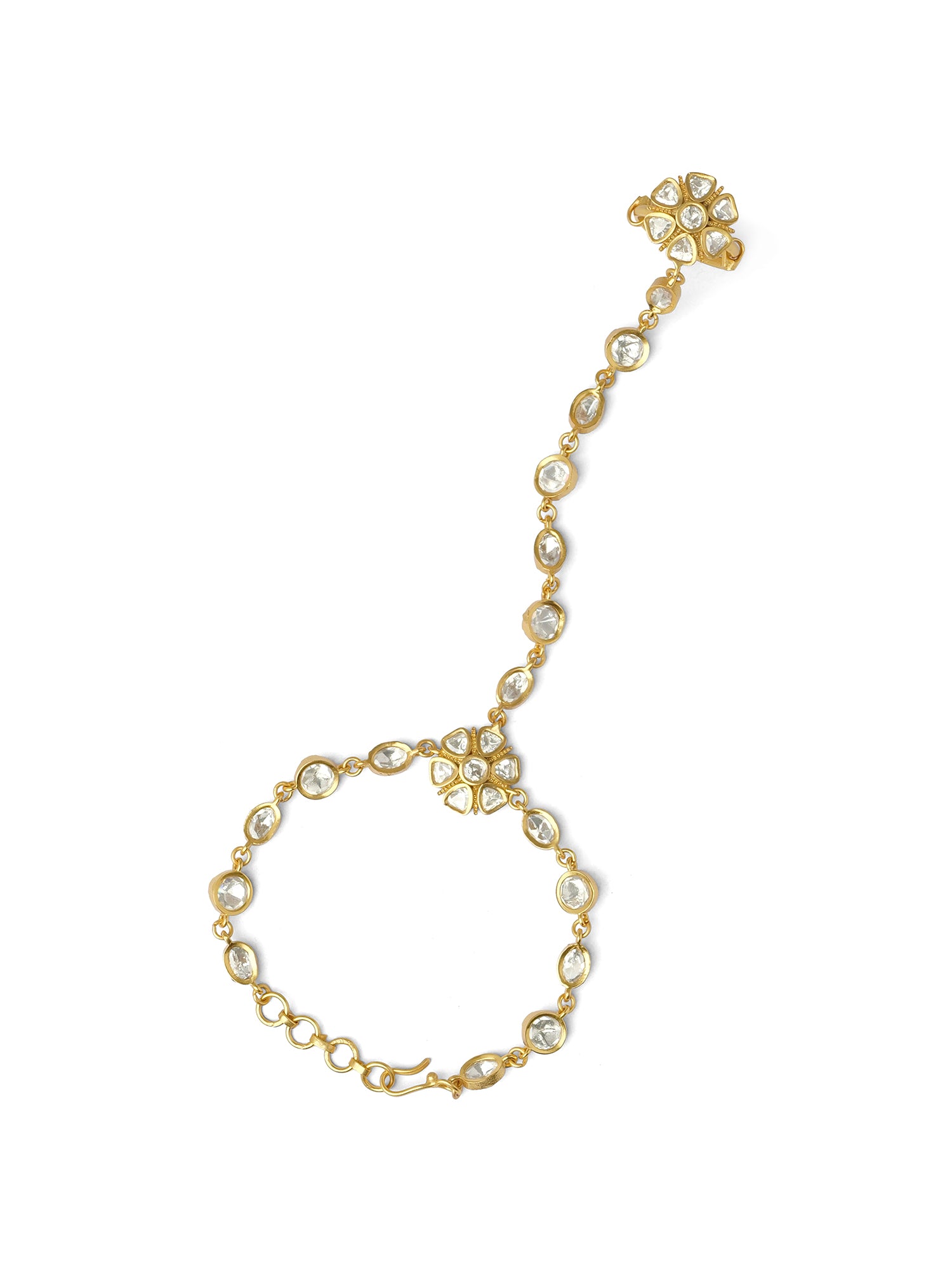 Rivana Kundan Hand Chain in White