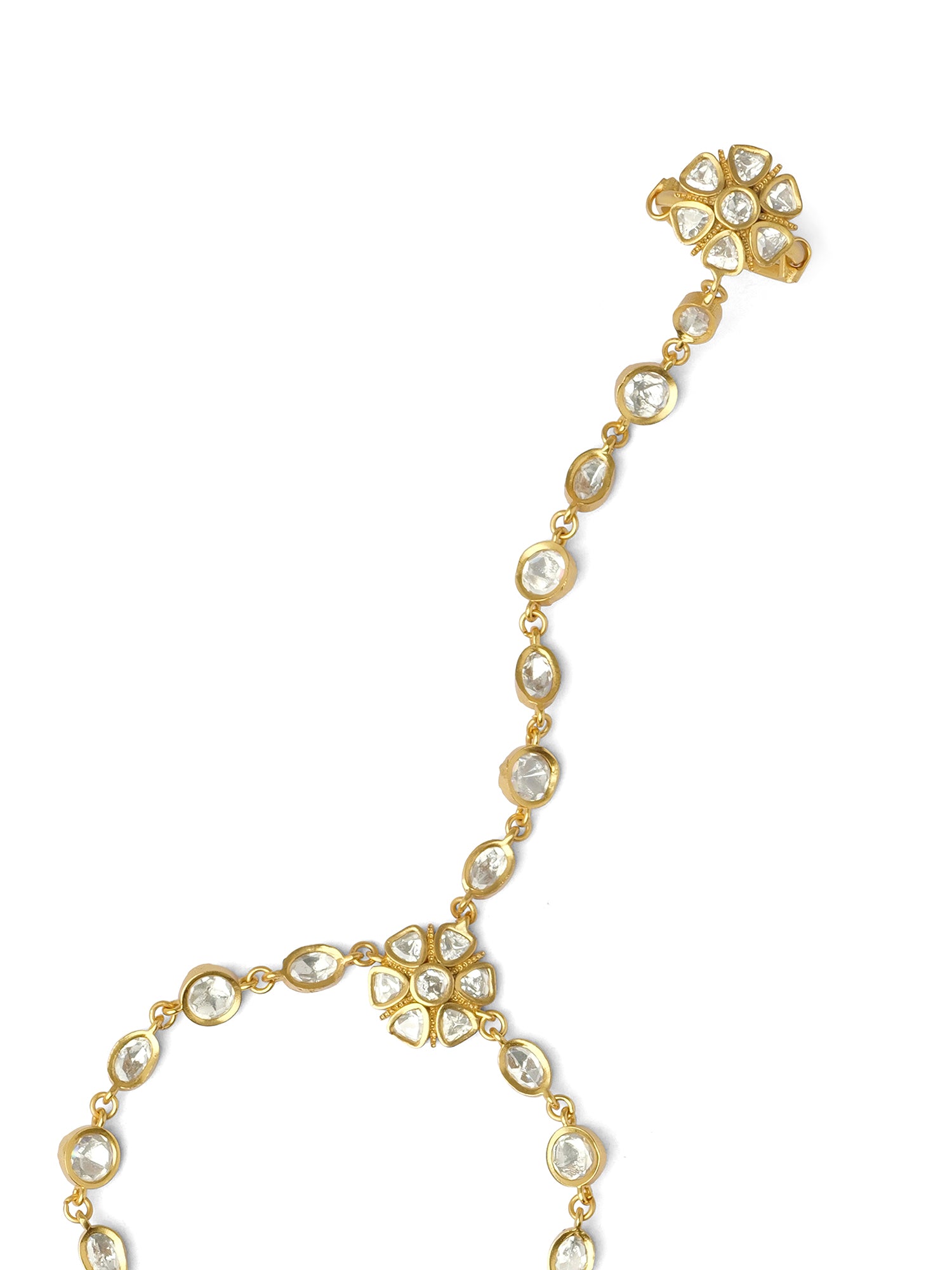 Rivana Kundan Hand Chain in White