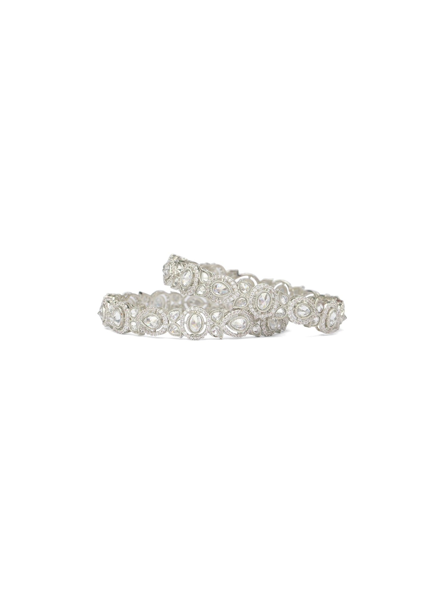 Rivara Kada Bangles in Rhodium