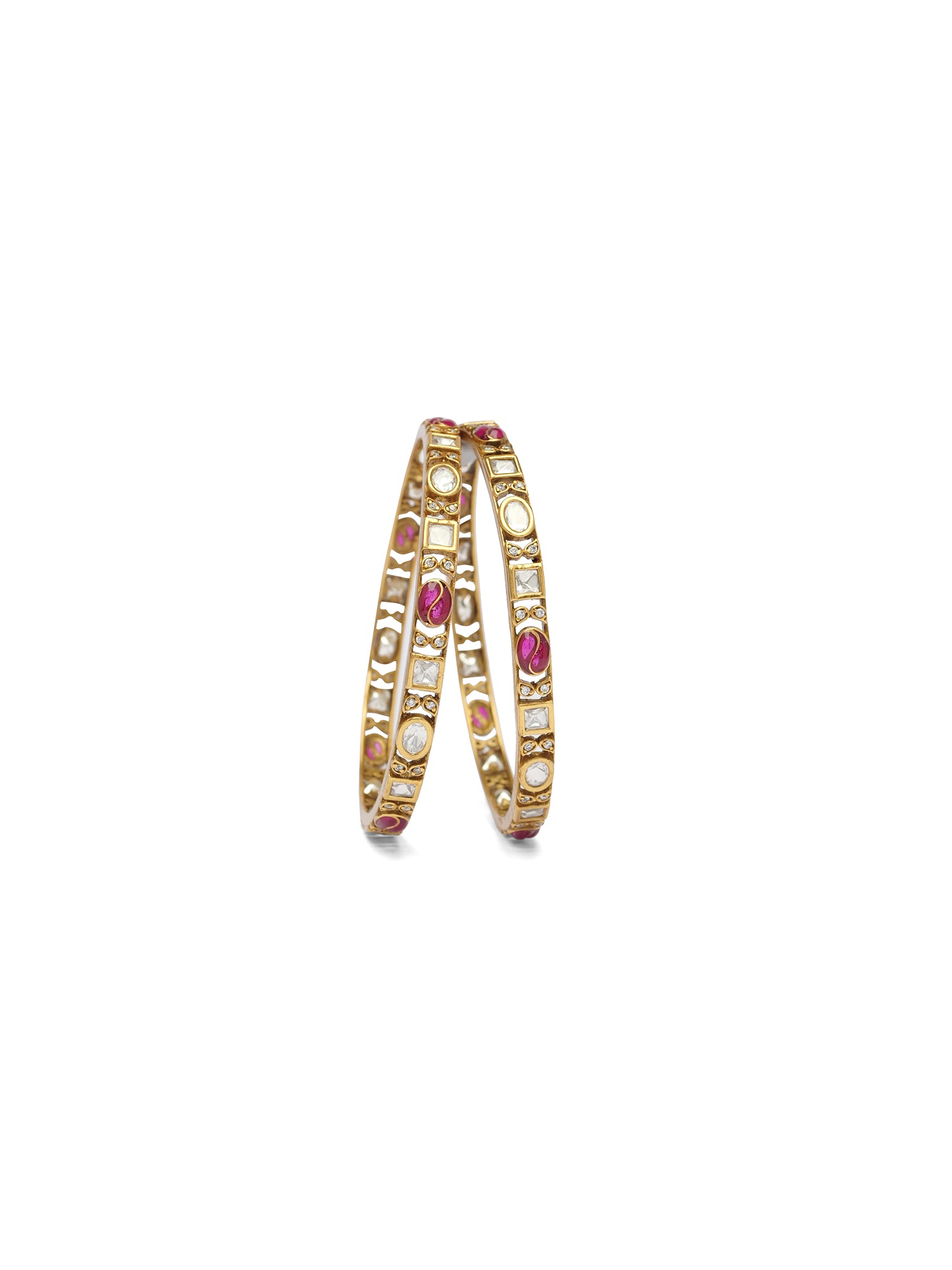 Rivya Kundan Bangles in Ruby