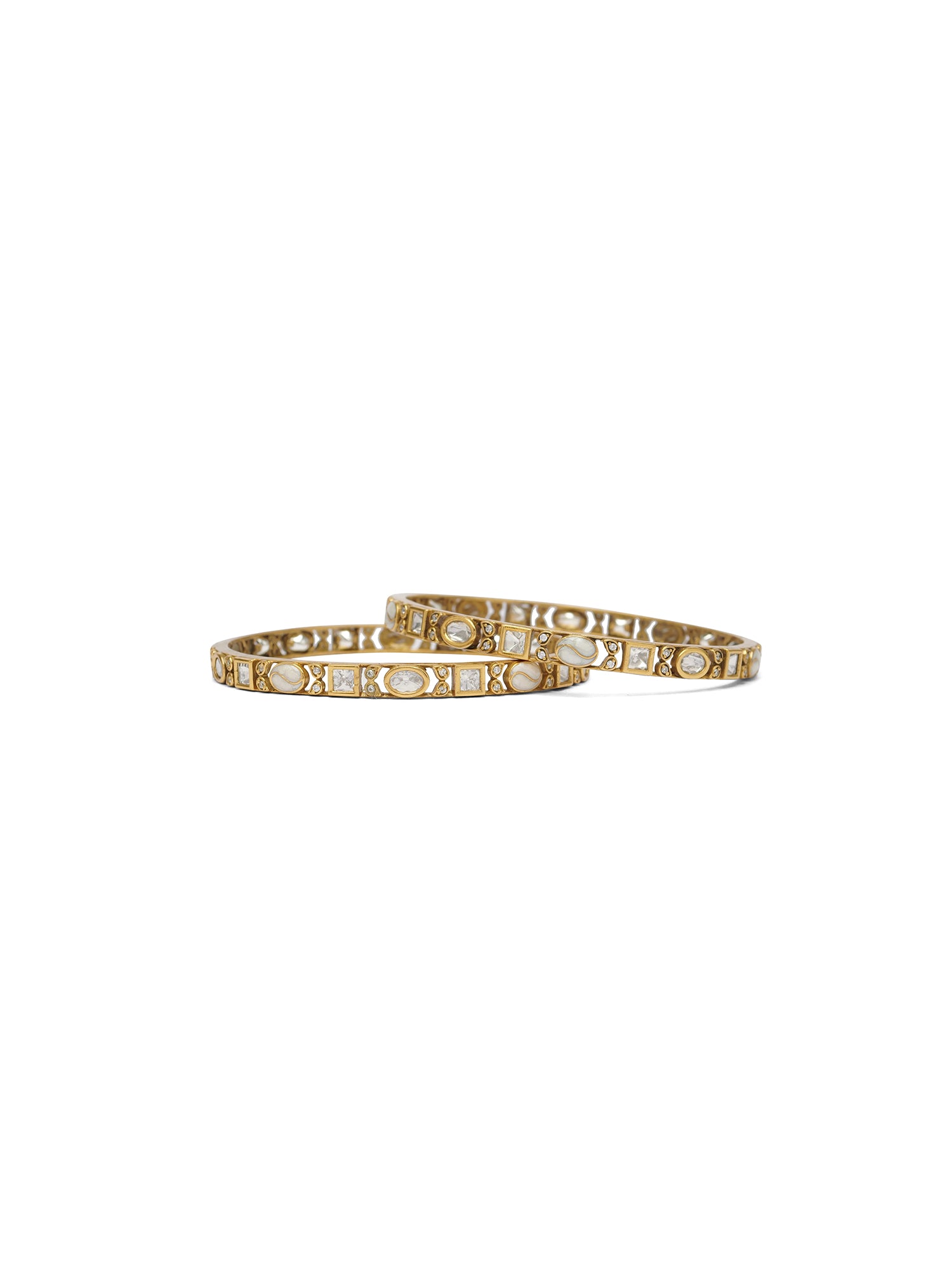 Rivya Kundan Bangles in White