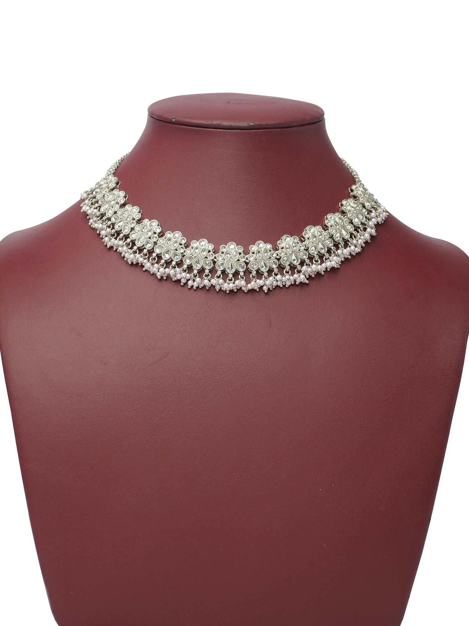 Roohi Necklace Set in Rhodium