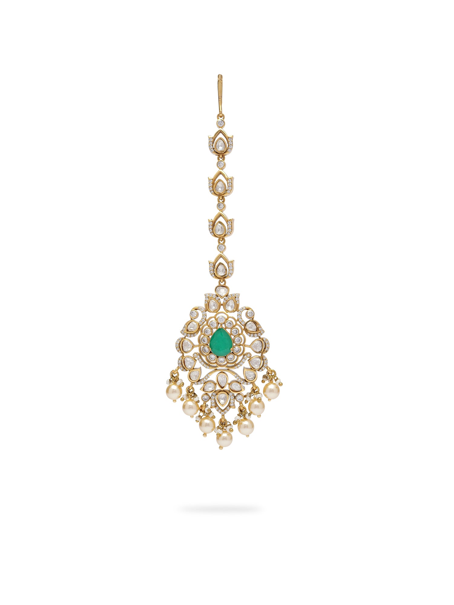 Roopkala Kundan Bridal Necklace Set in Green and Gold