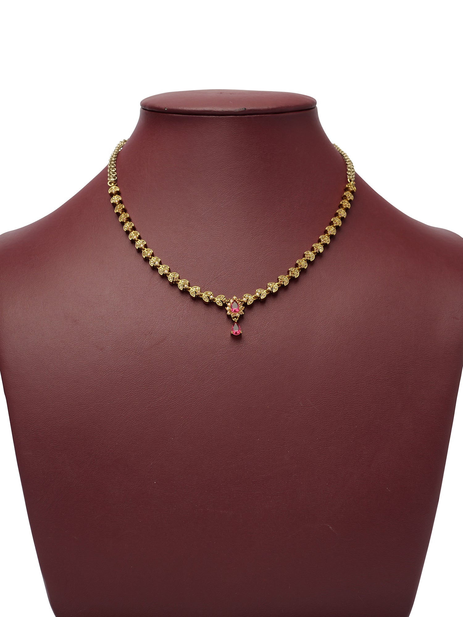 Rosa Simple Necklace Set in Hot Pink