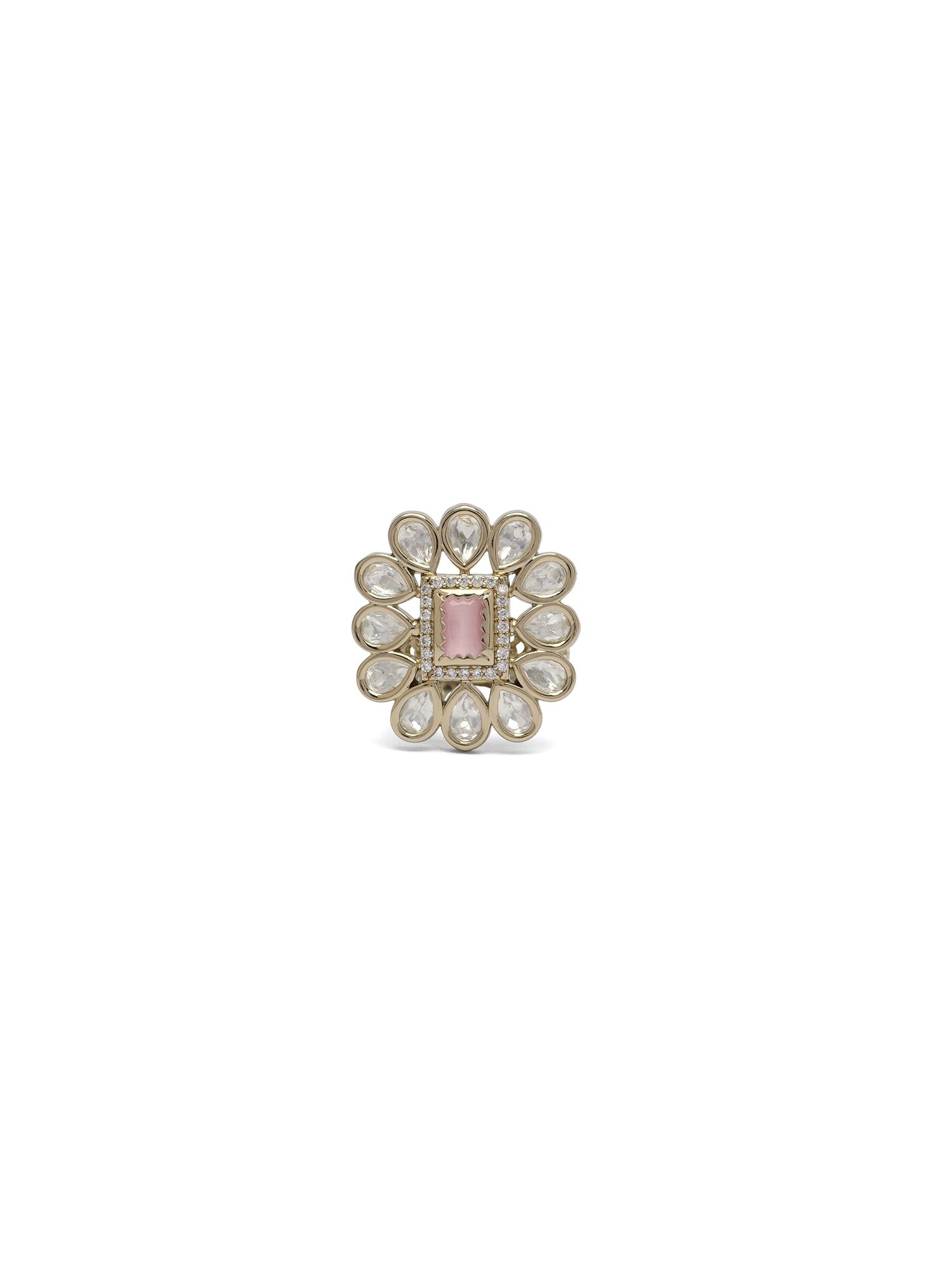 Ruhi Kundan Ring in Light Pink