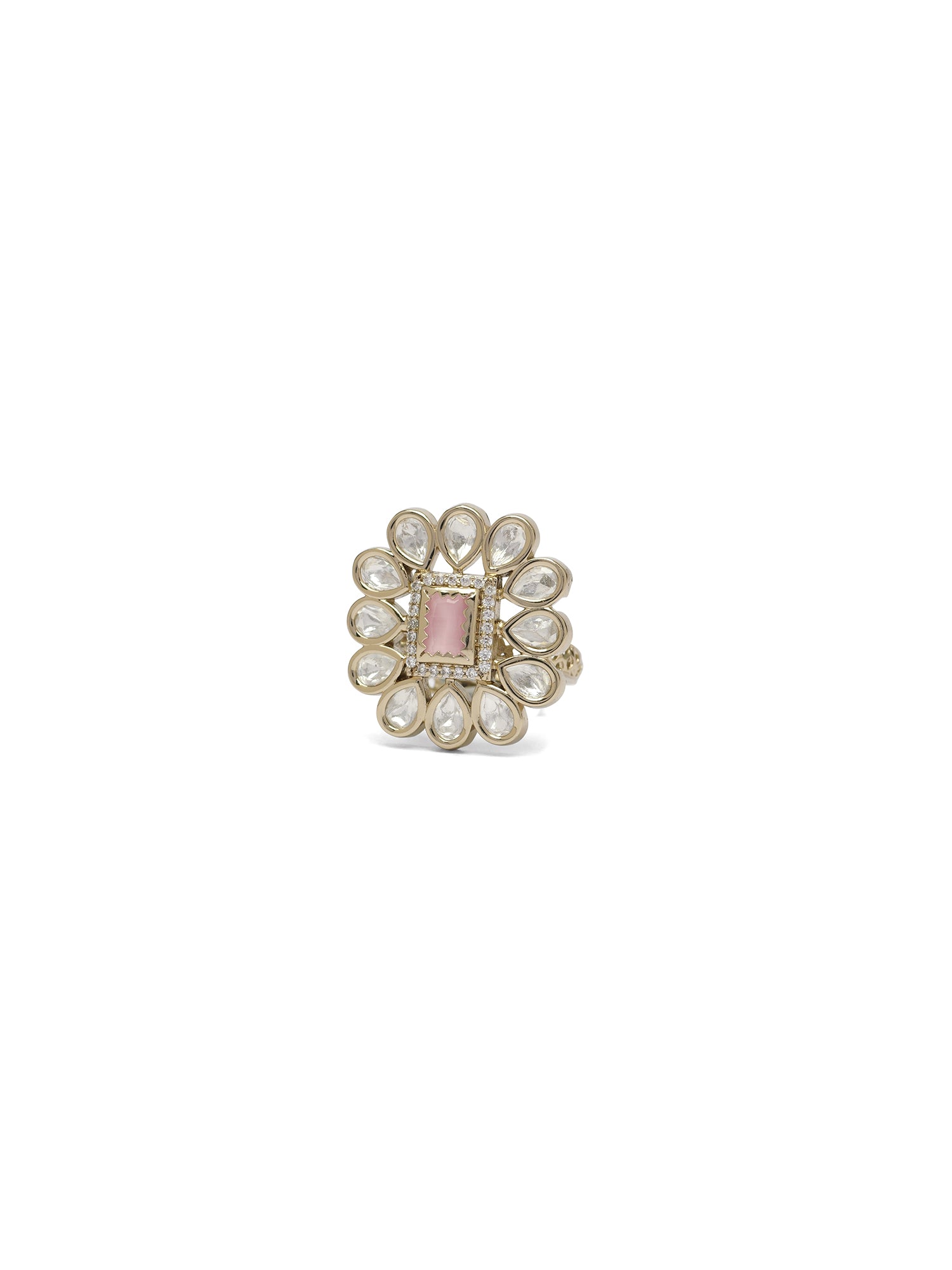 Ruhi Kundan Ring in Light Pink