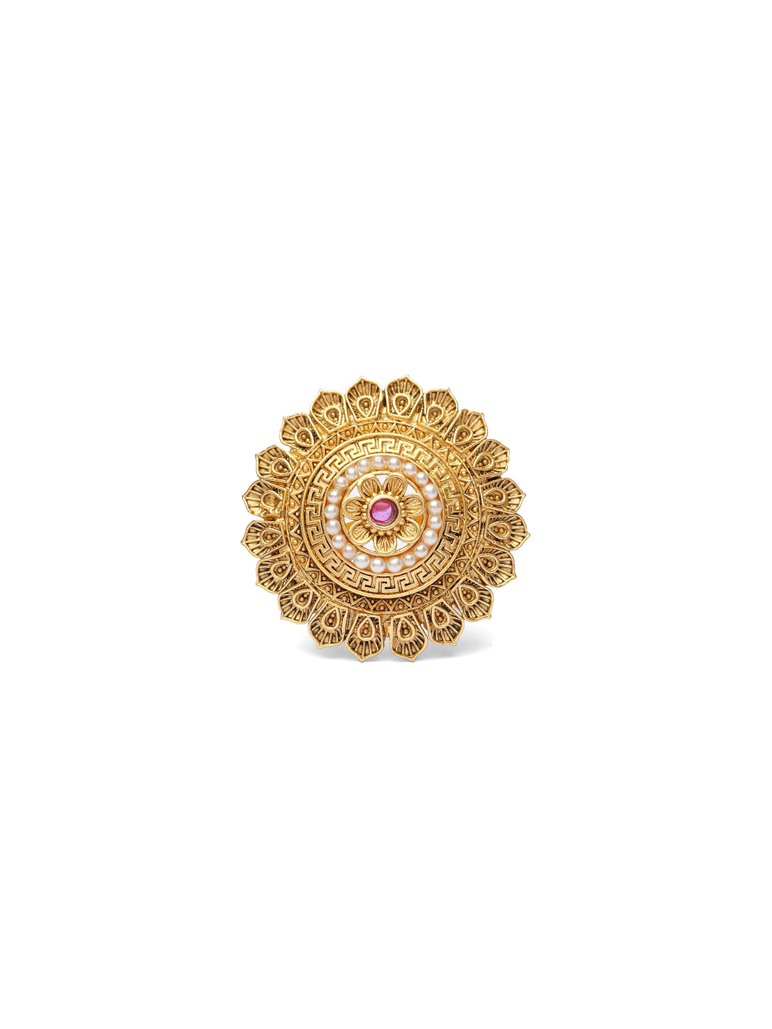 Rukmini Gold Style Ring in Ruby