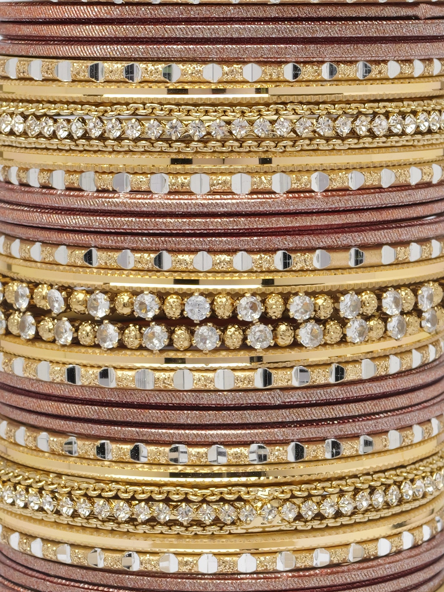 Rupal Two Hand Bangle Set in Brown and Antique Gold