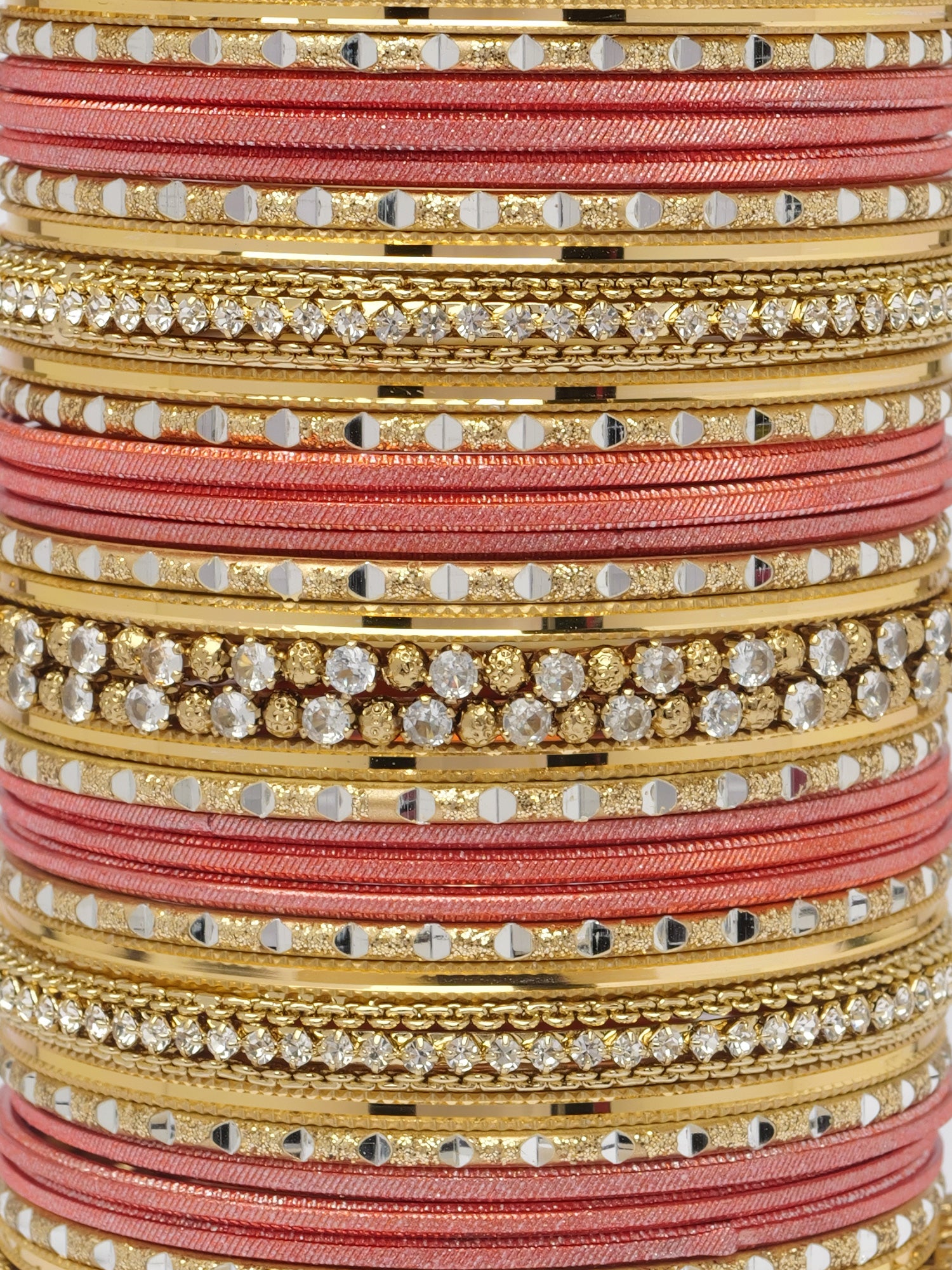 Rupal Two Hand Bangle Set in Dark Orange and Antique Gold