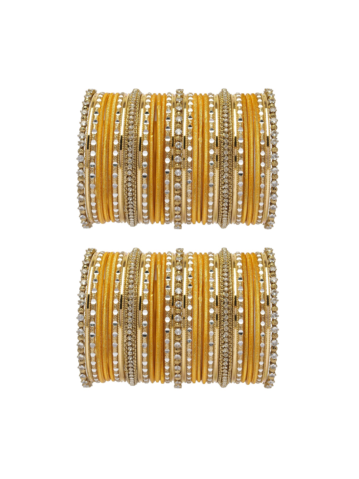 Rupal Two Hand Bangle Set in Yellow and Antique Gold