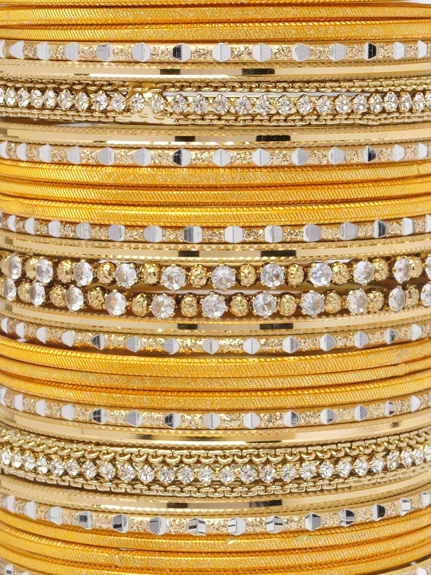 Rupal Two Hand Bangle Set in Yellow and Antique Gold