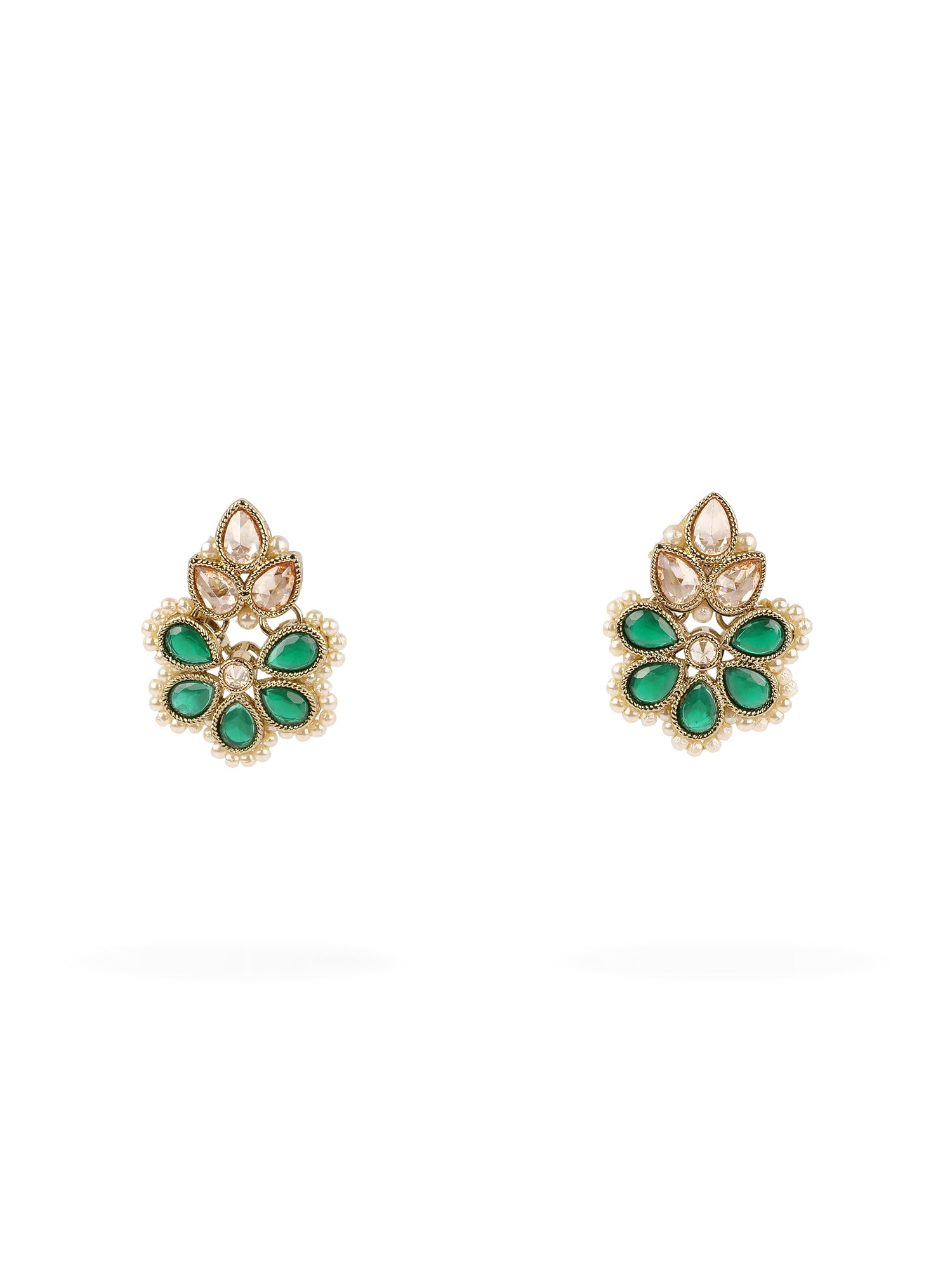 Rupi Small Earrings in Pearl and Green 