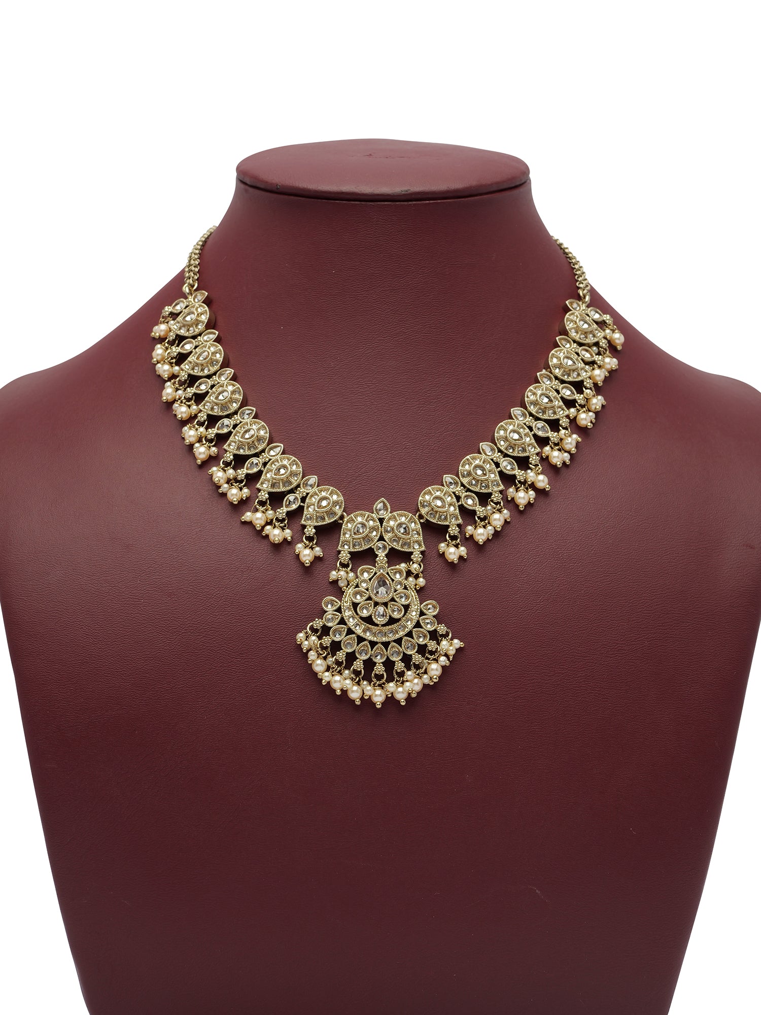 Saanvi Necklace Set in Champagne and Antique Gold