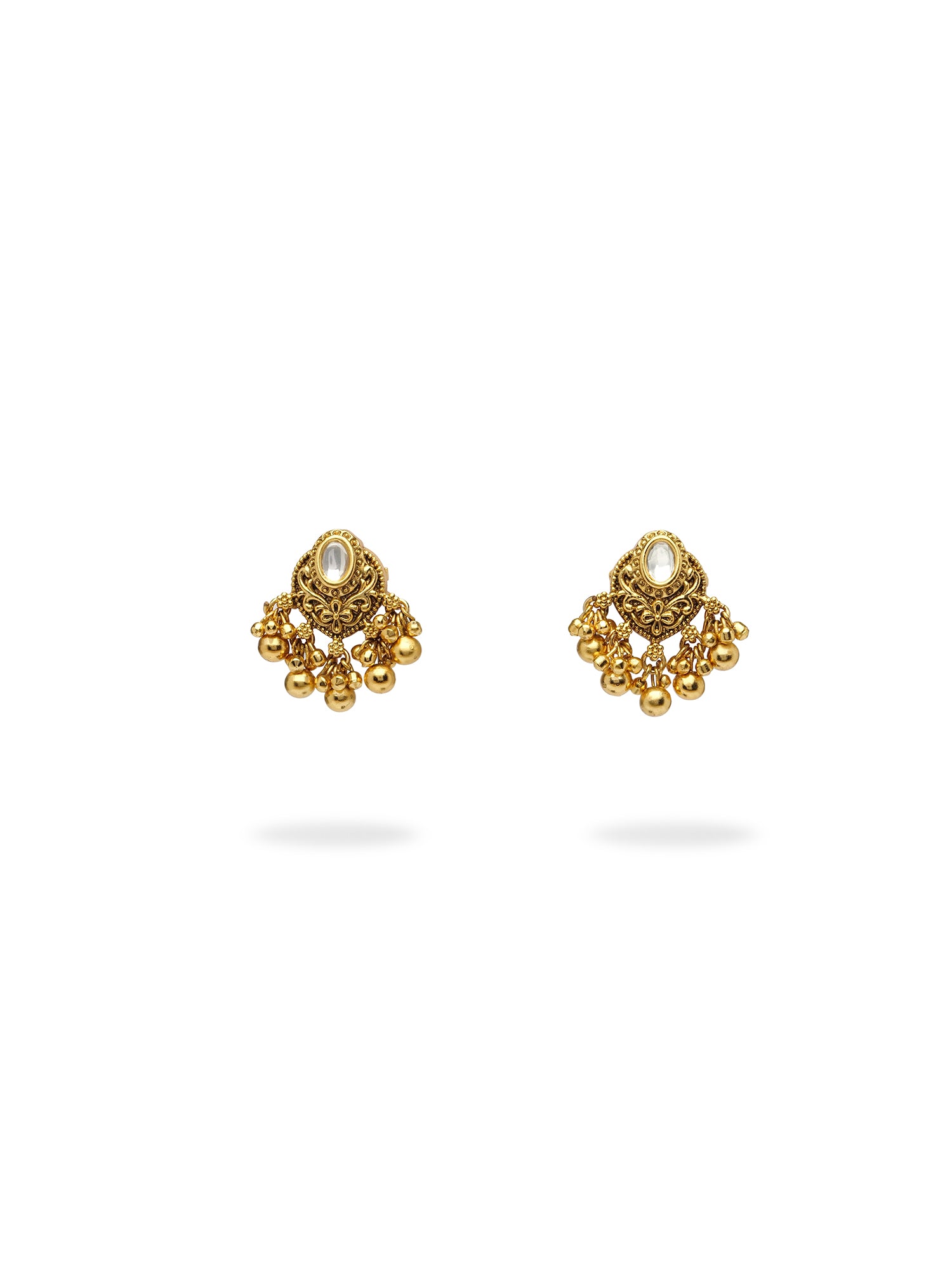 Sabeen Classic Stud Earrings in Gold Oxidised