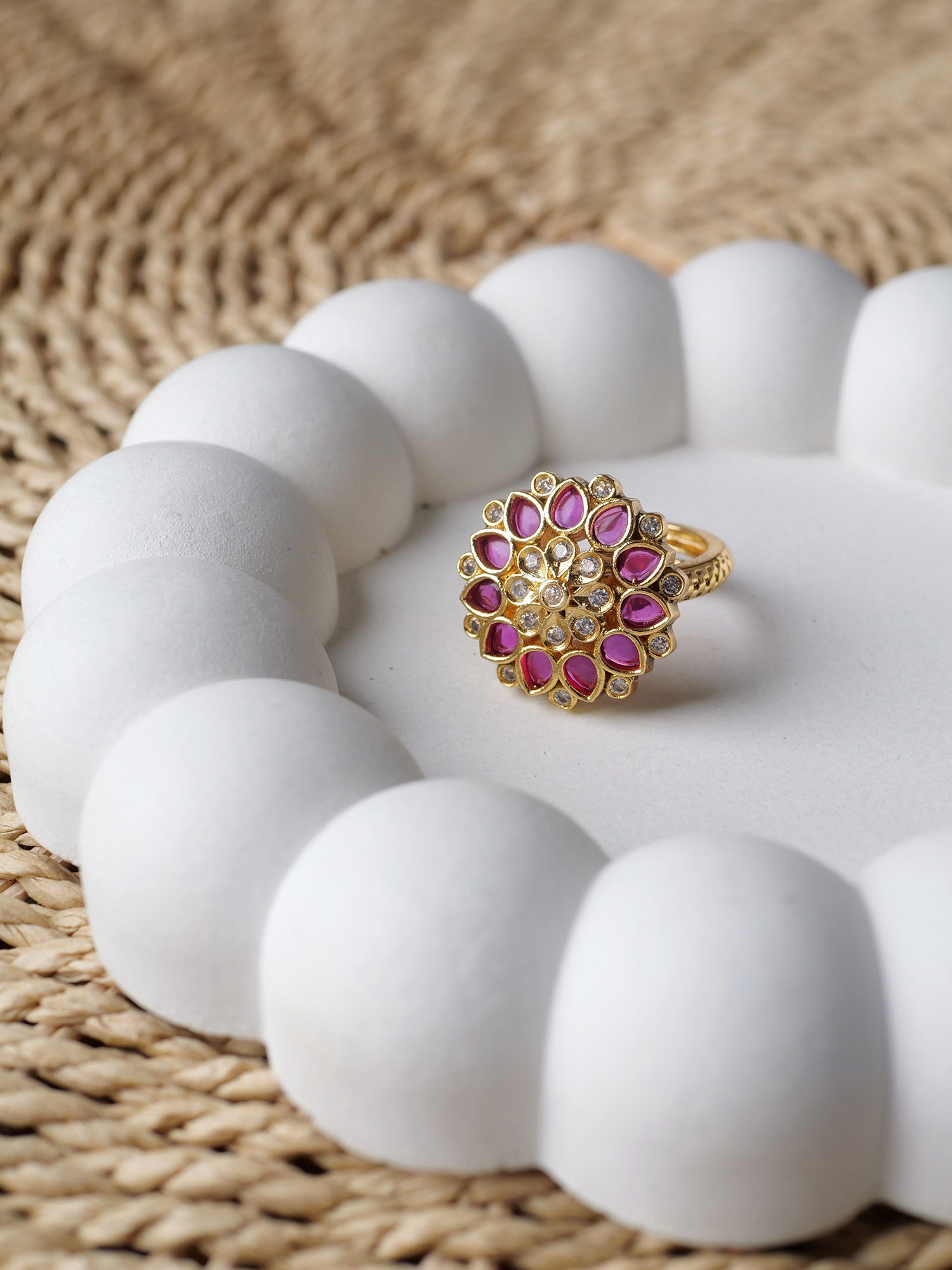 Sabrina Classic Ring in Ruby and Gold Oxidised