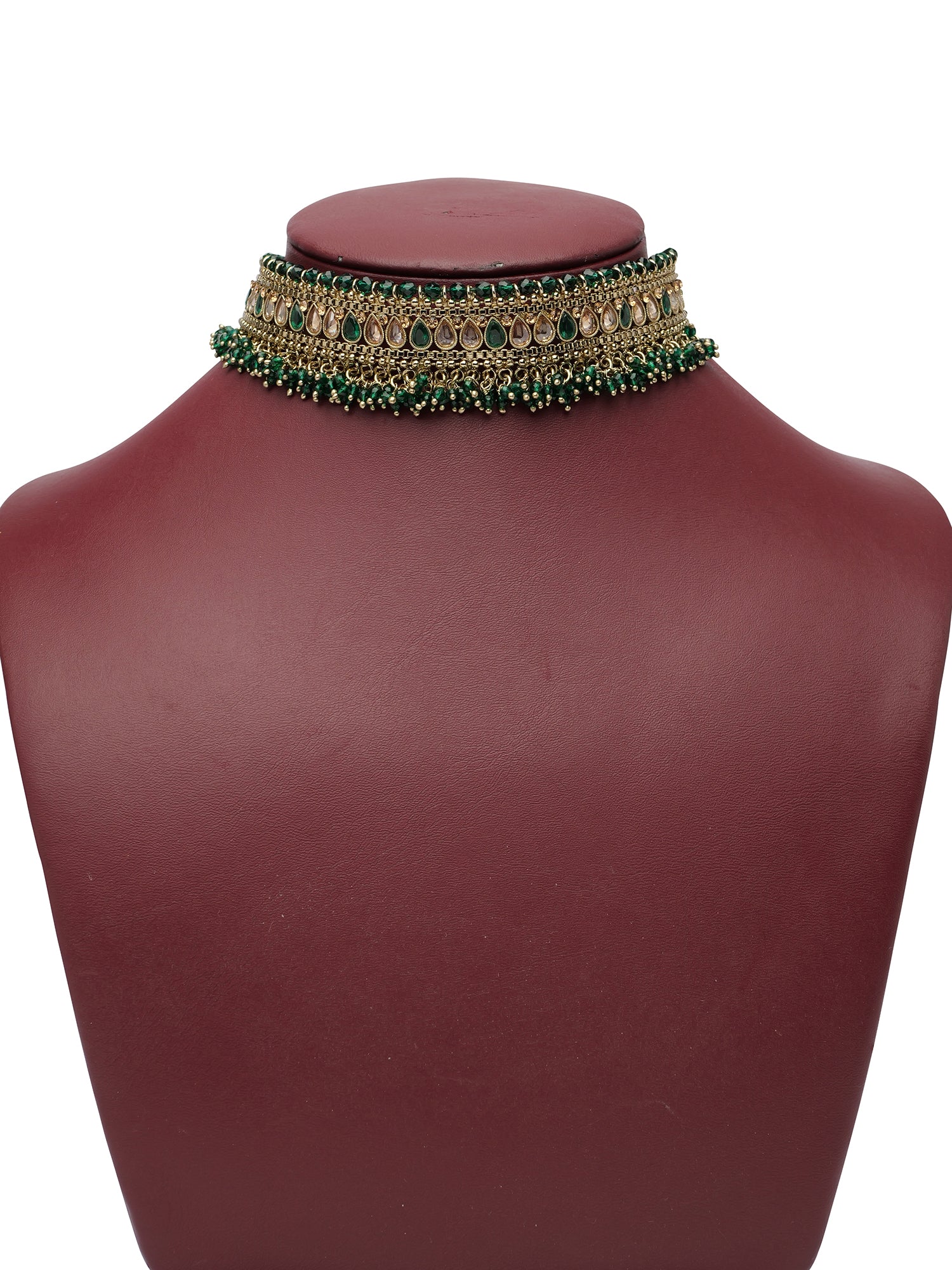 Safina Choker Set in Green and Antique Gold