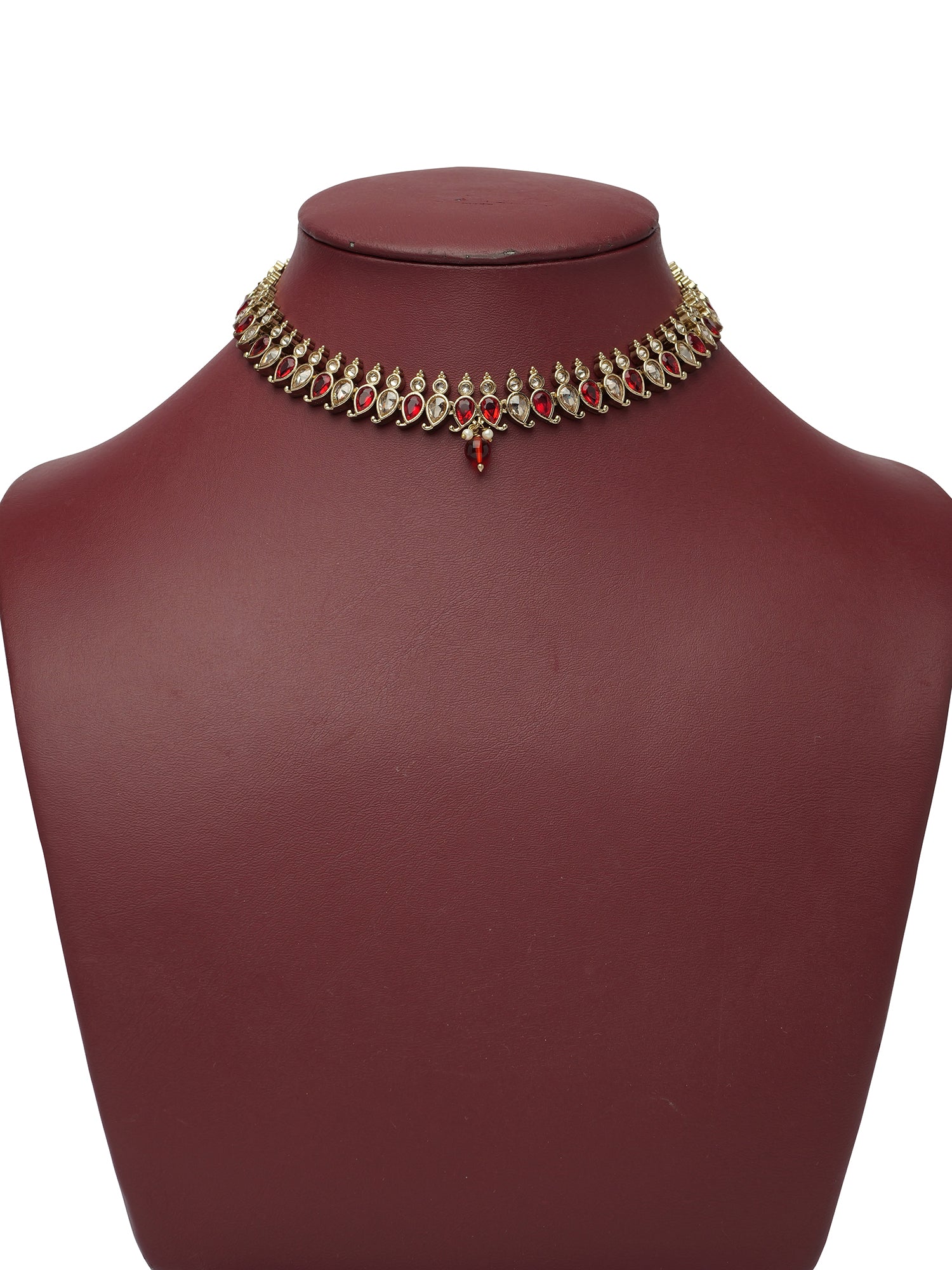 Sahana Necklace Set in Maroon