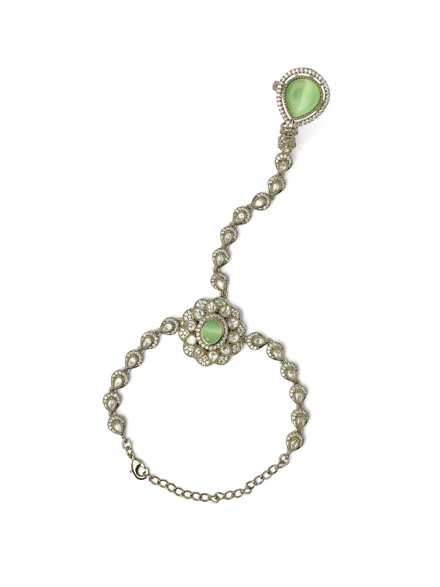 Sahiba Kundan Hand Chain in Mint