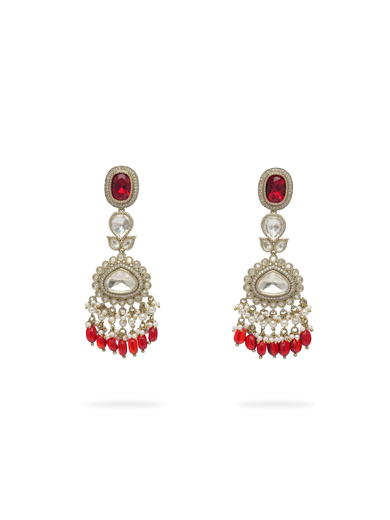 Sahiba Kundan Necklace Set in Maroon