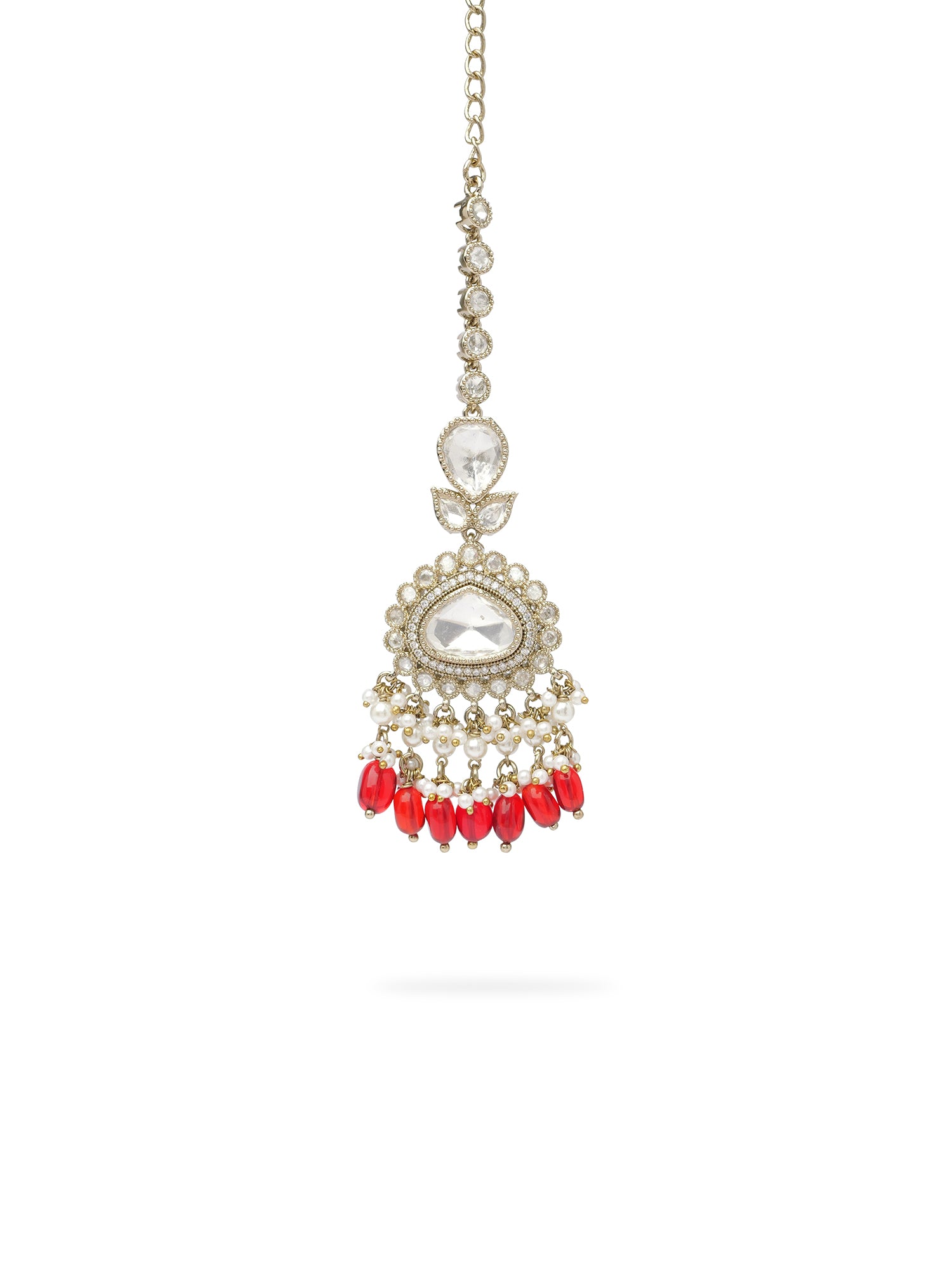 Sahiba Kundan Necklace Set in Maroon