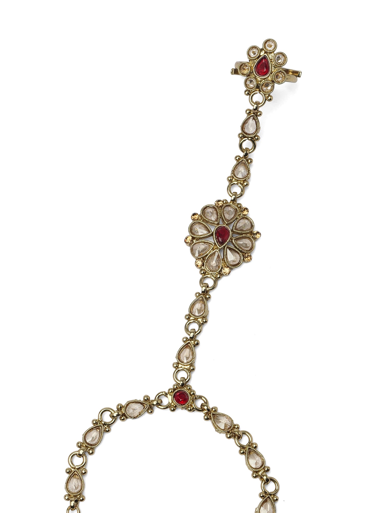 Saira Hand Chain in Maroon and Antique Gold
