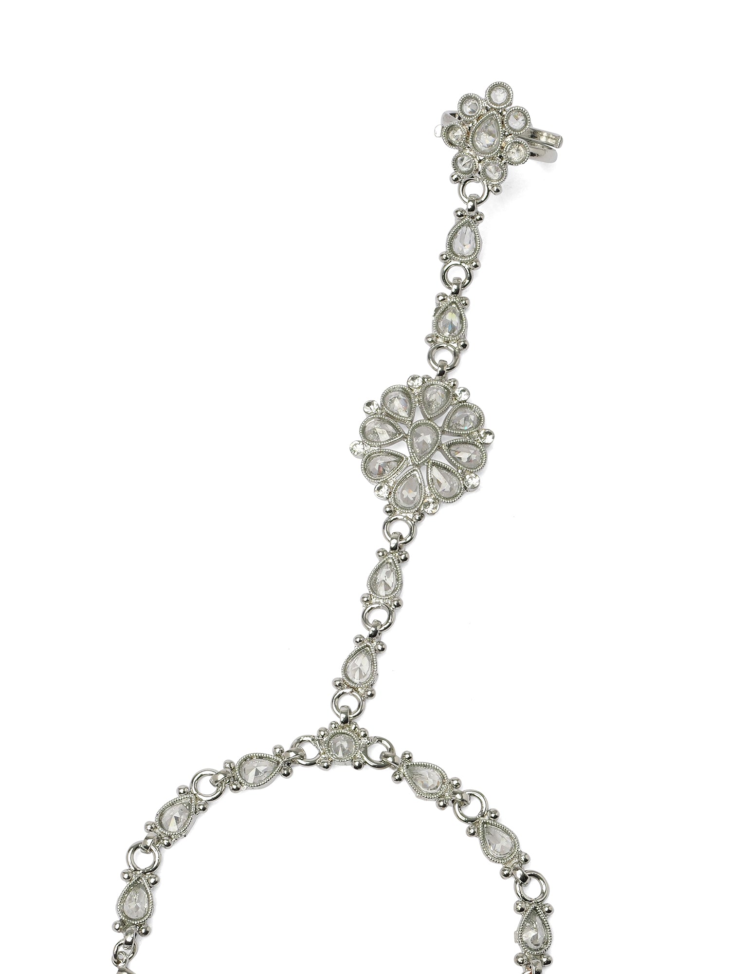 Saira Hand Chain in Rhodium