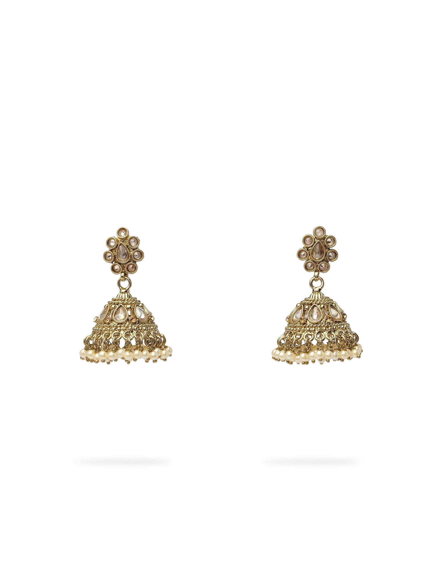 Saira Jhumka Earrings in Pearl and Champagne