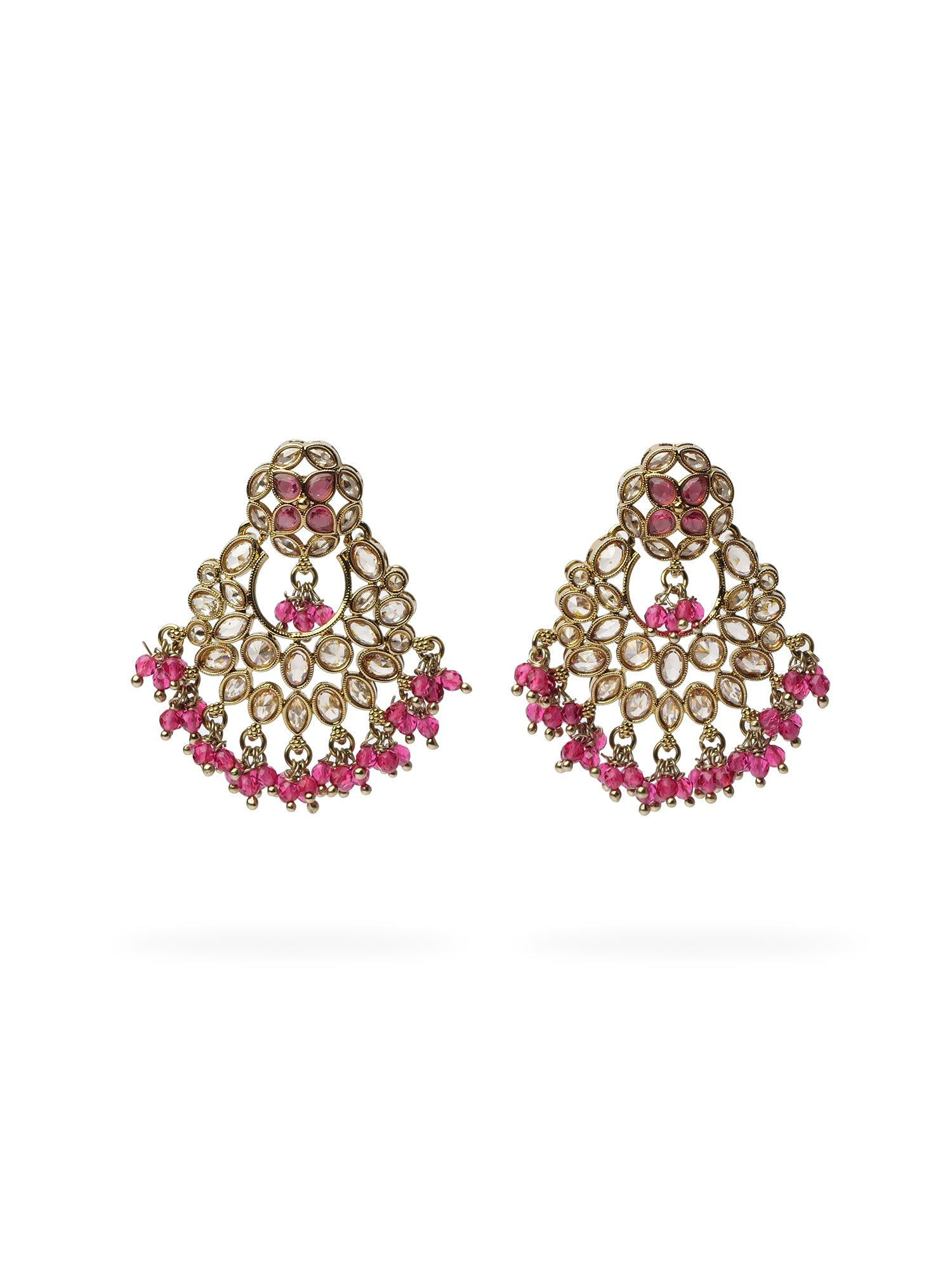 Sajna Chandbali Earrings in Hot Pink