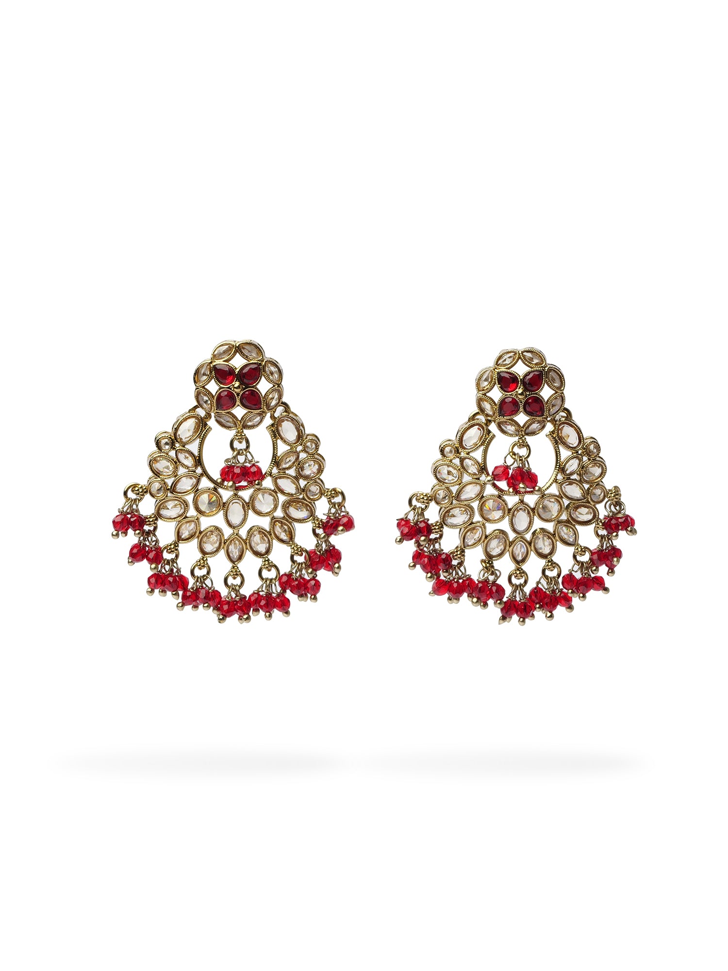 Sajna Chandbali Earrings in Maroon