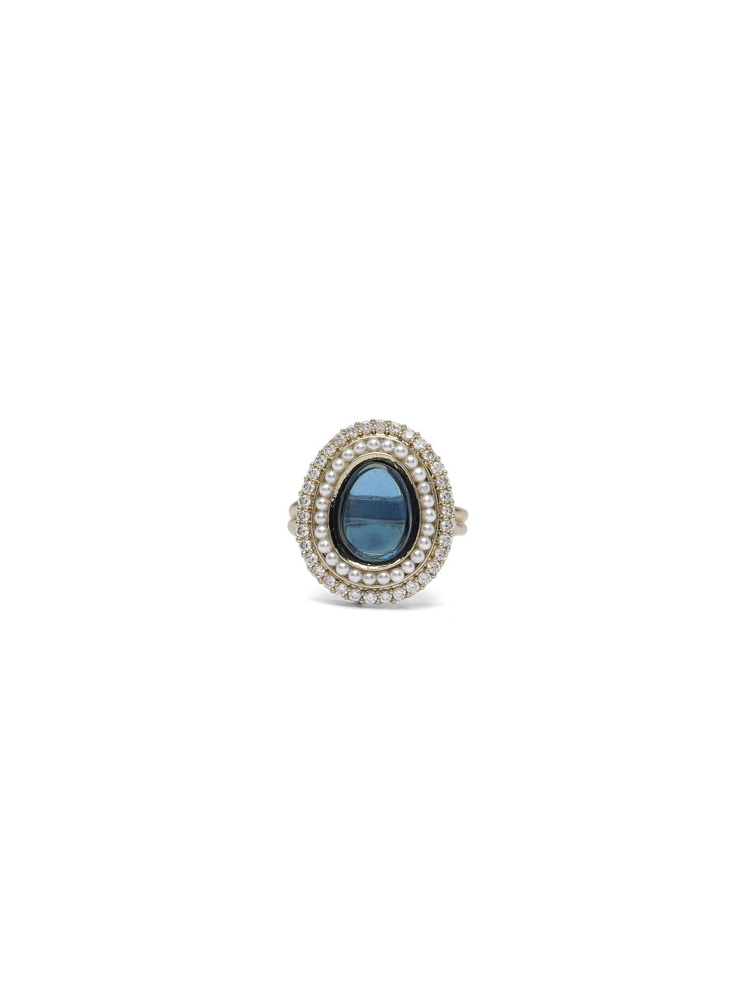 Sajni Ring in Pearl and Blue