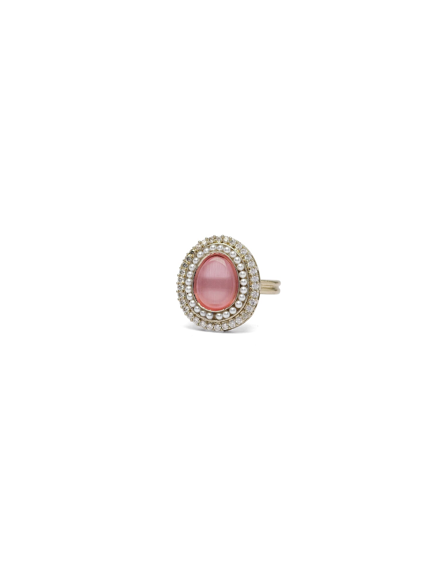 Sajni Ring in Pearl and Light Pink