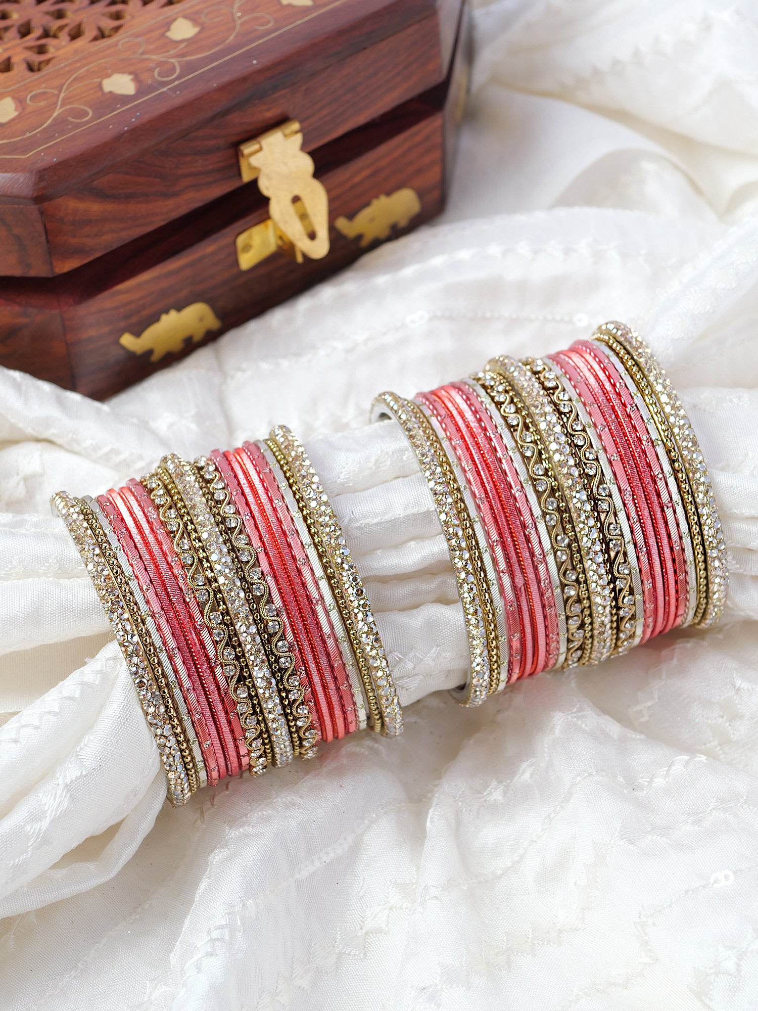 Sameera Two Hand Bangle Set in Peach