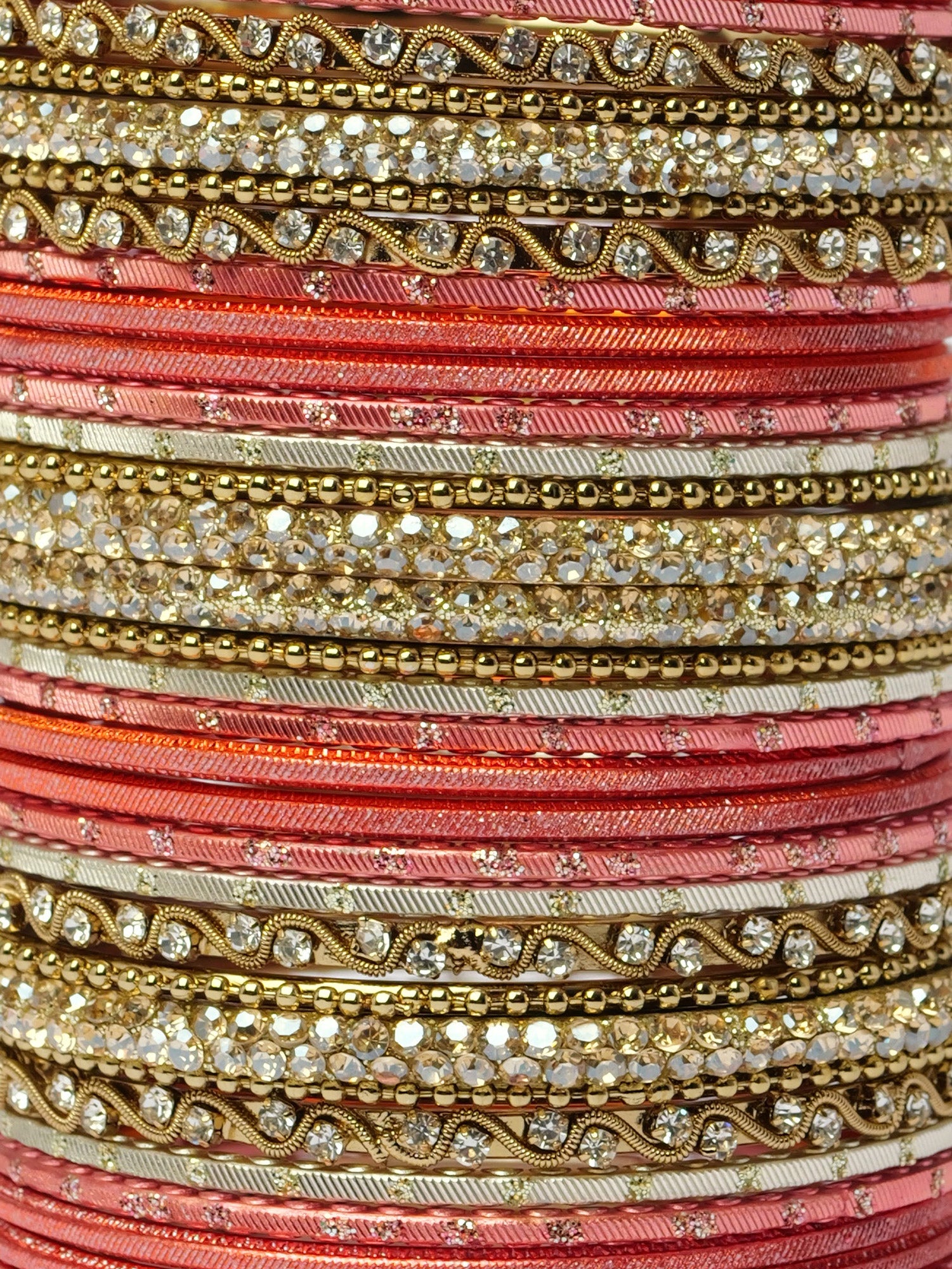 Sameera Two Hand Bangle Set in Peach 