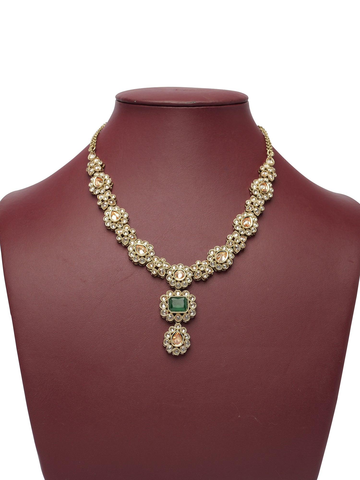 Samirah Necklace Set in Green and Antique Gold