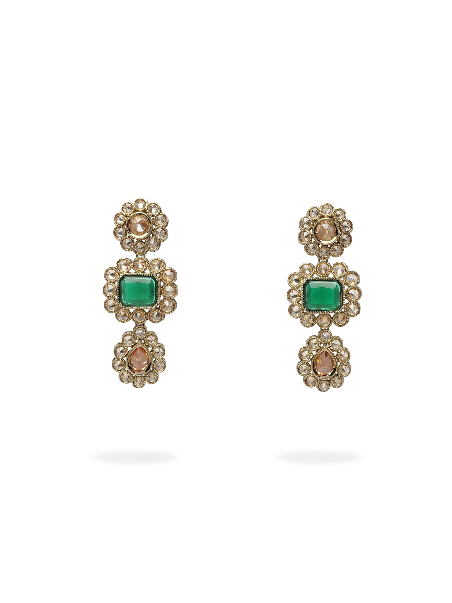 Samirah Necklace Set in Green and Antique Gold
