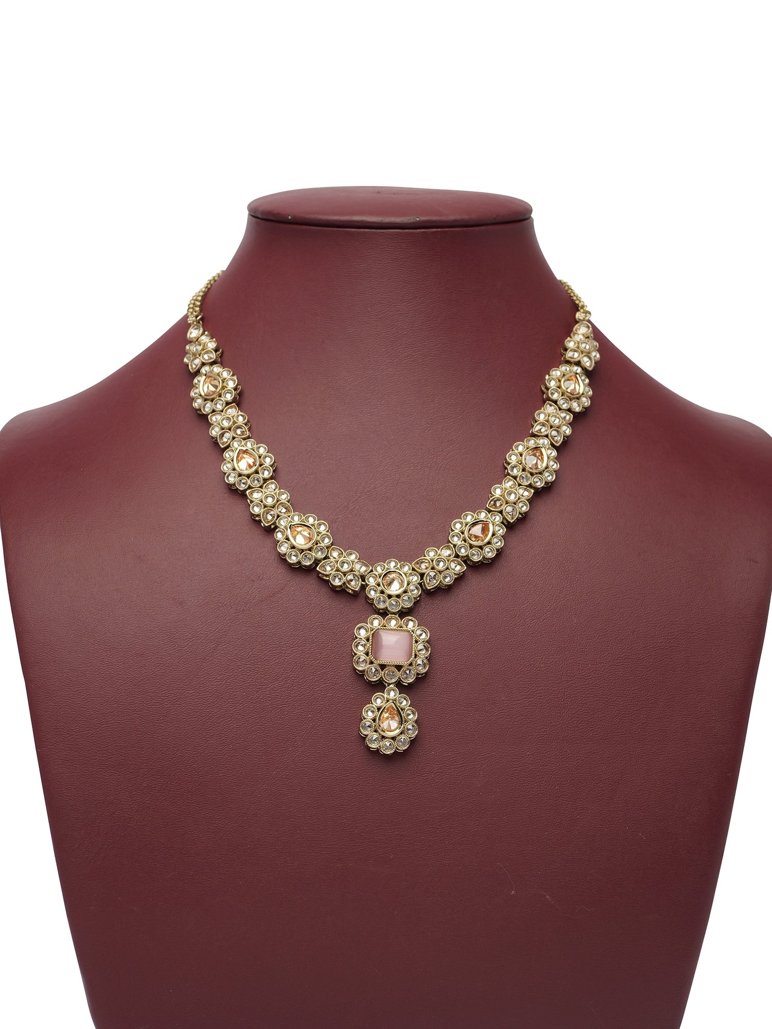 Samirah Necklace Set in Light Pink and Antique Gold