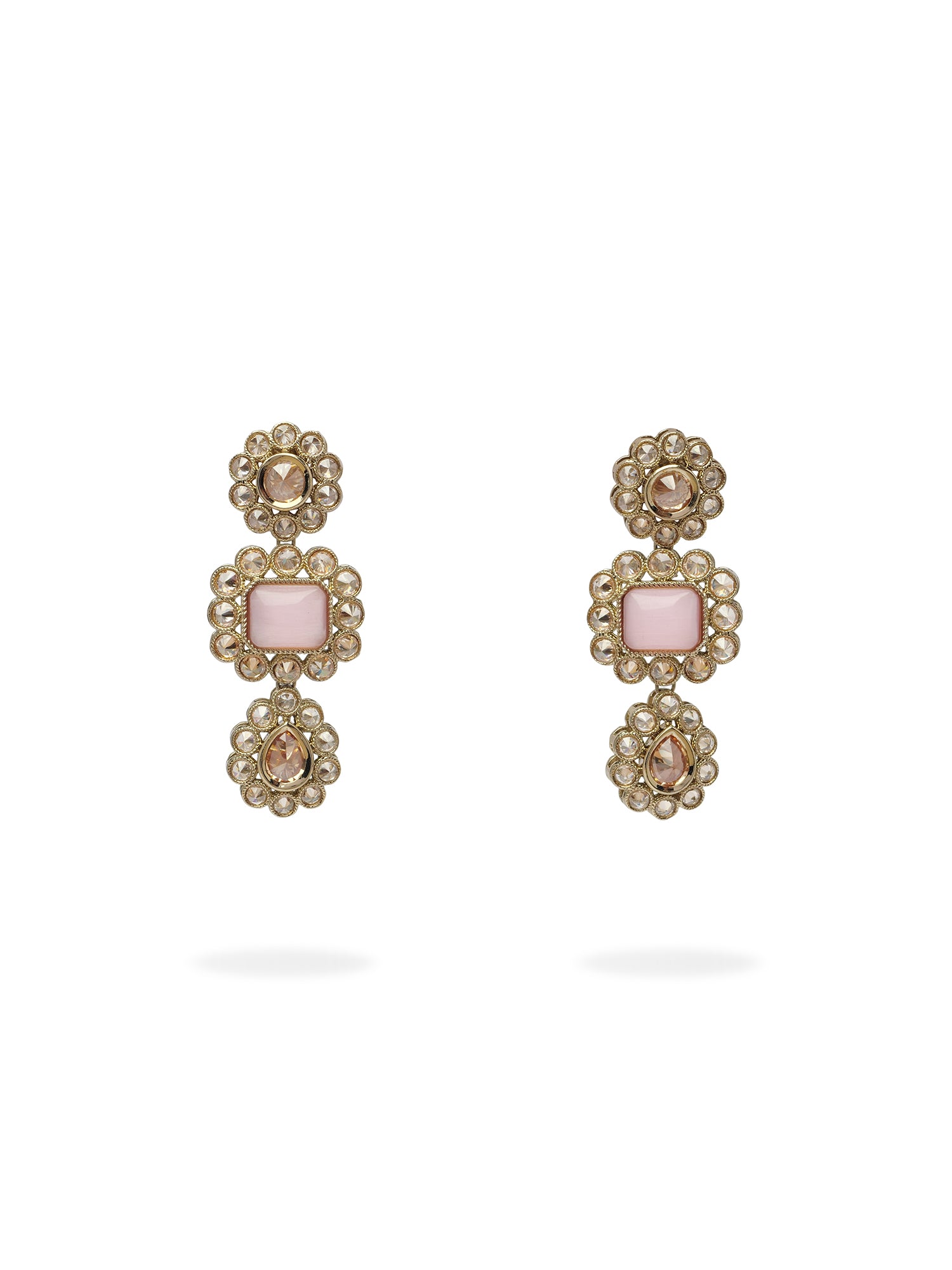 Samirah Necklace Set in Light Pink and Antique Gold