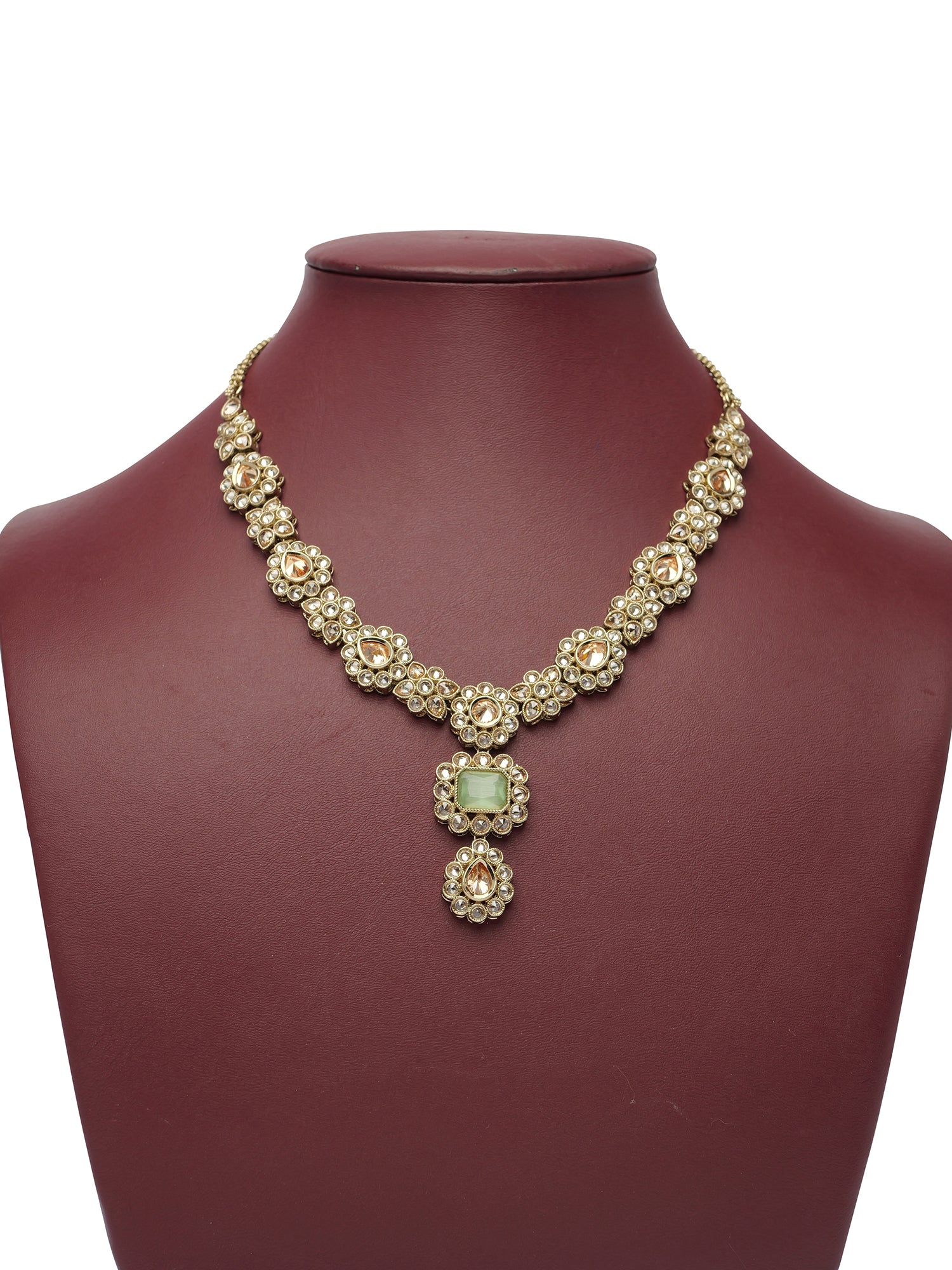Samirah Necklace Set in Mint and Antique Gold