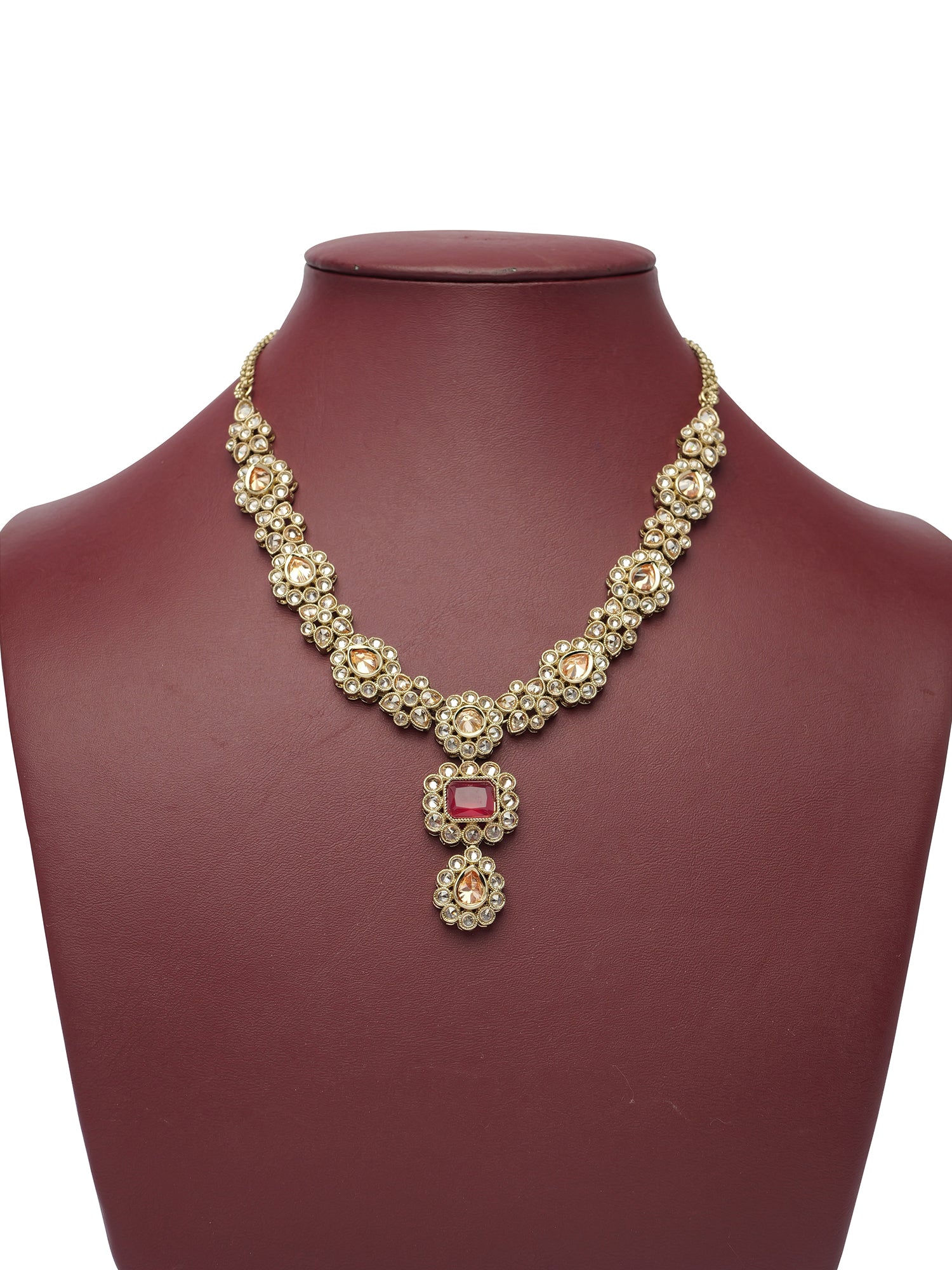 Samirah Necklace Set in Ruby and Antique Gold
