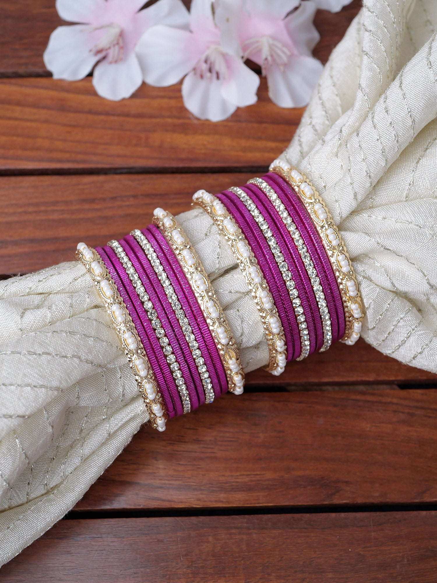 Sana Children's Bangle Set in Hot Pink