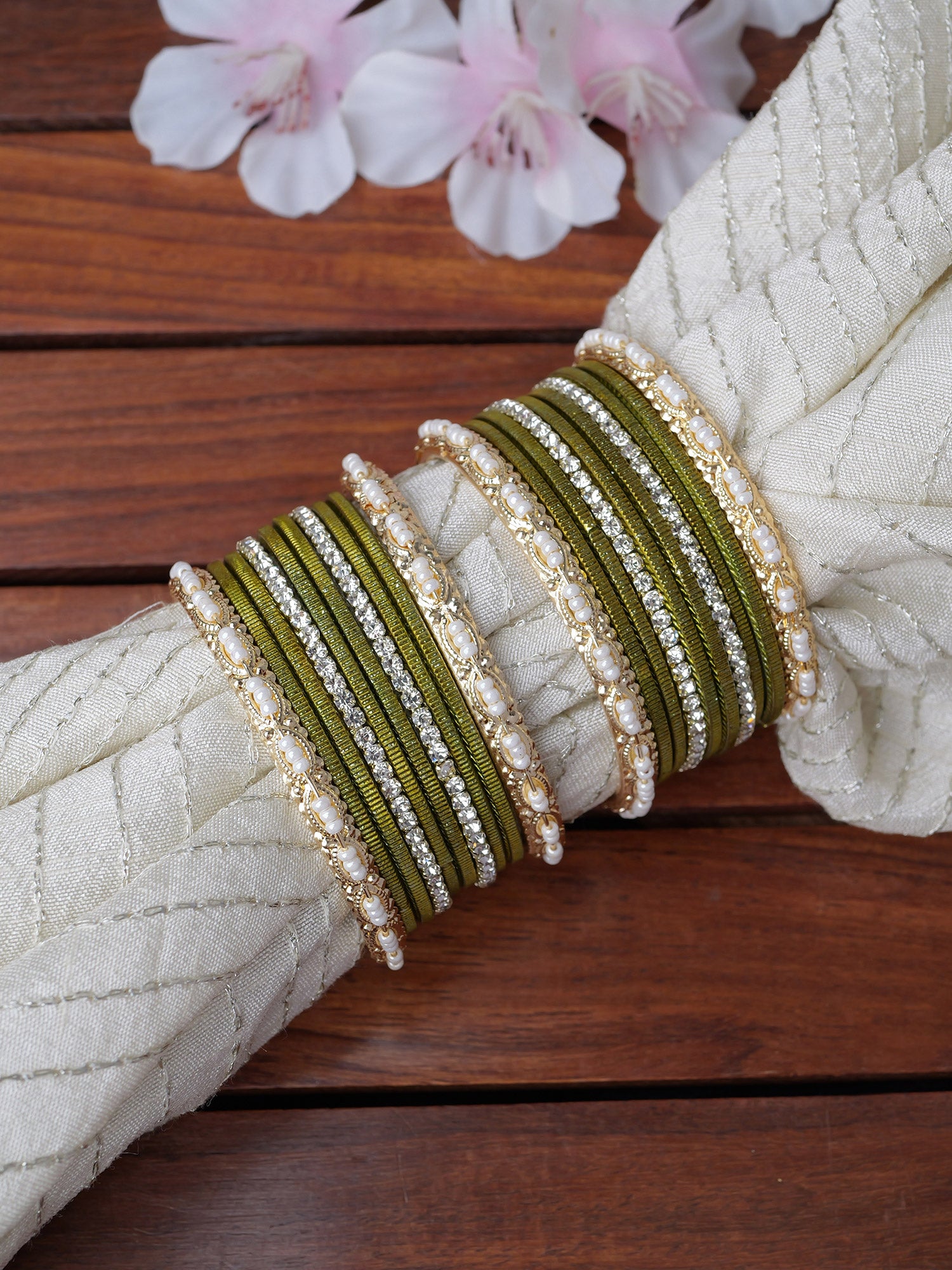 Sana Children's Bangle Set in Mehendi Green