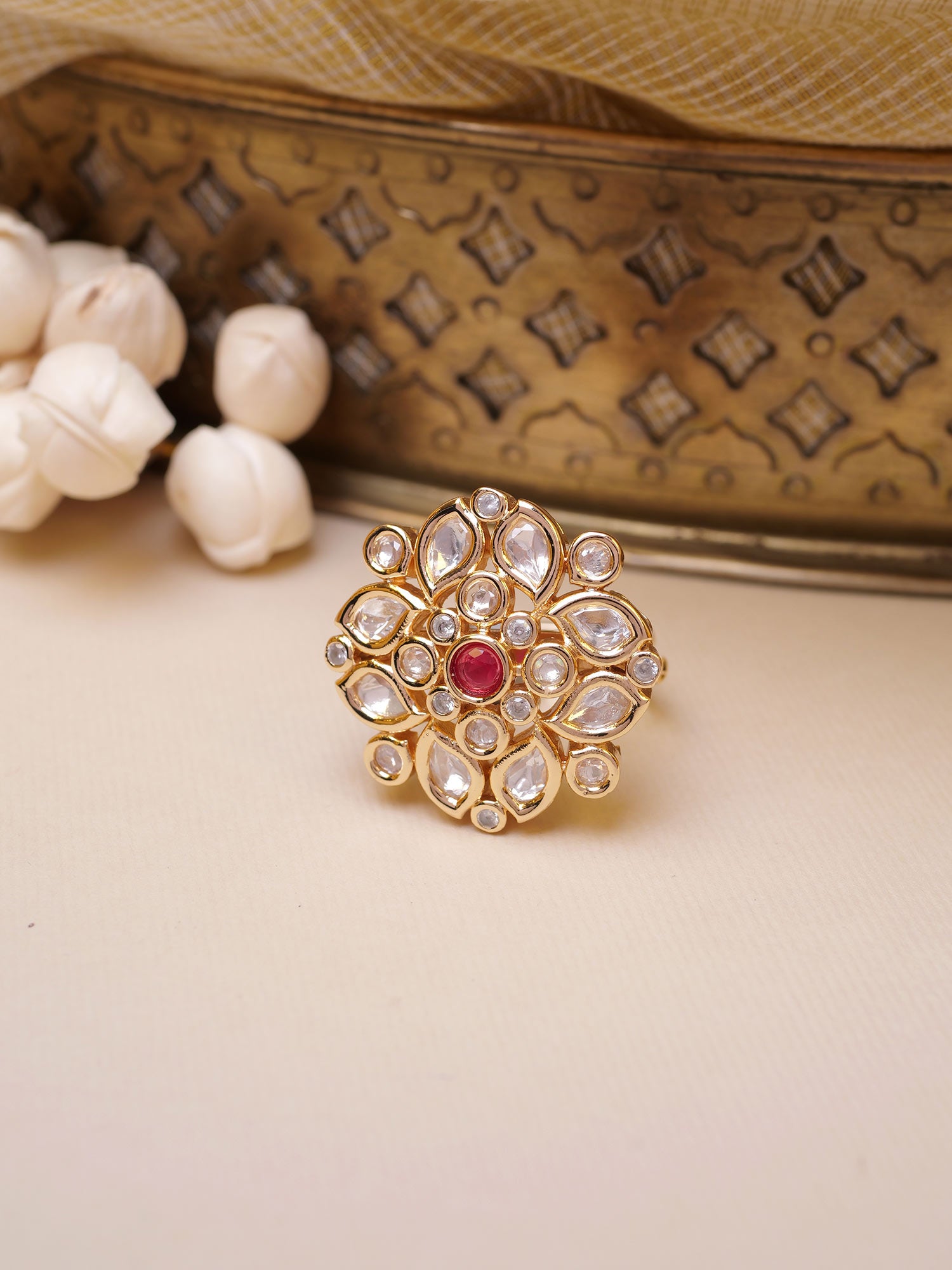 Sania Kundan Ring in Ruby