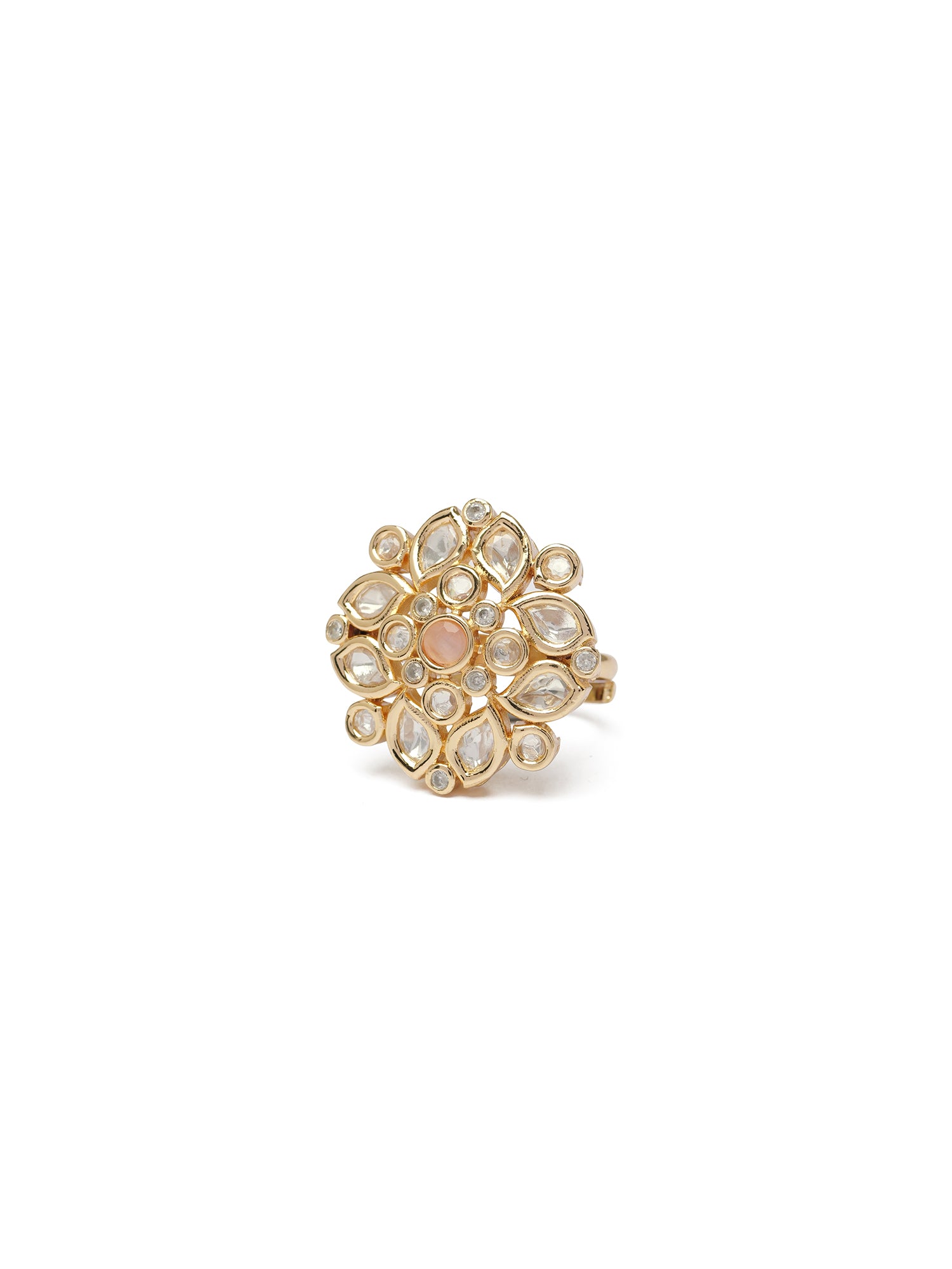 Sania Kundan Ring in Light Pink