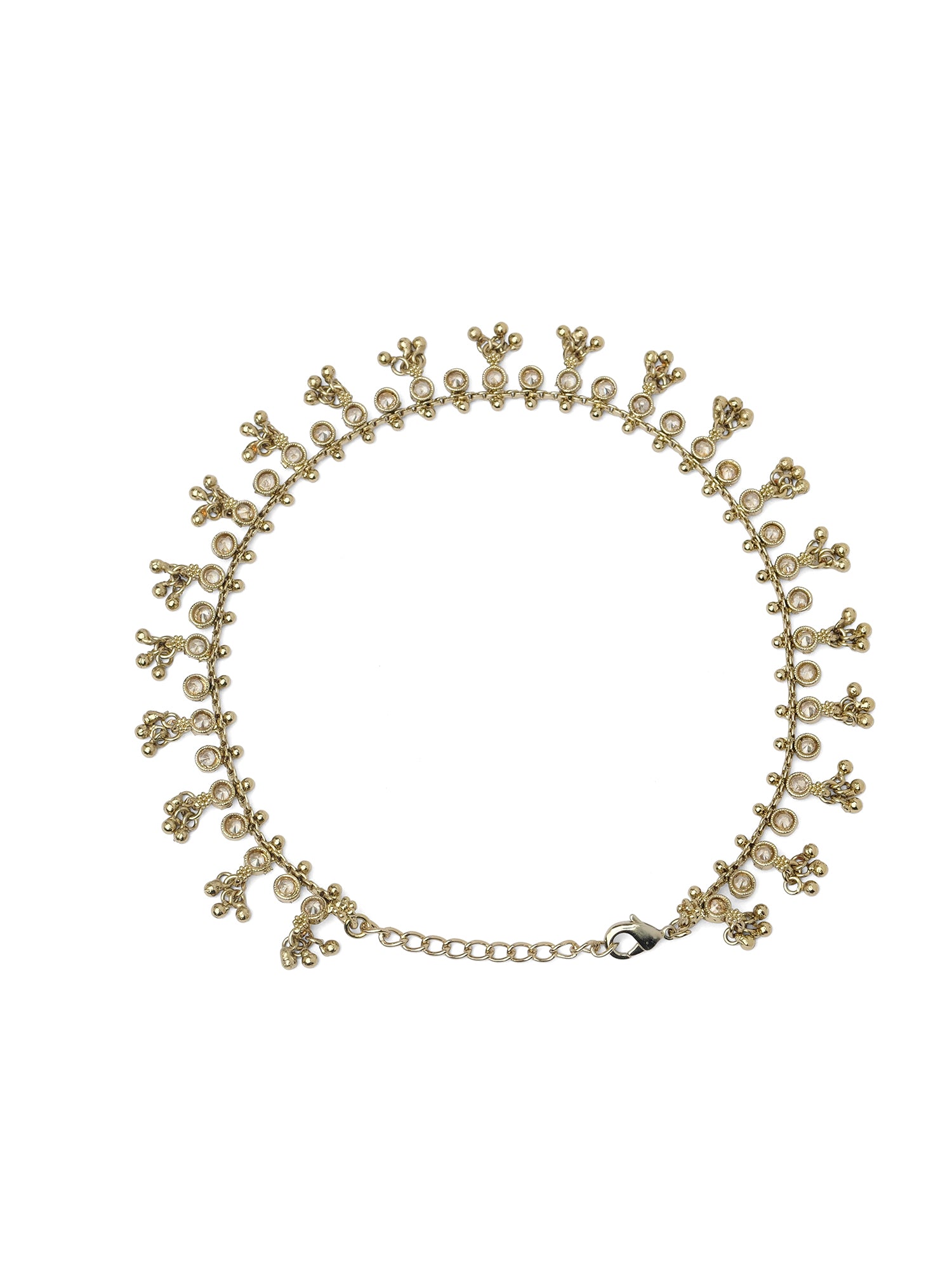 Sanika Gold Bead Anklet in Antique Gold