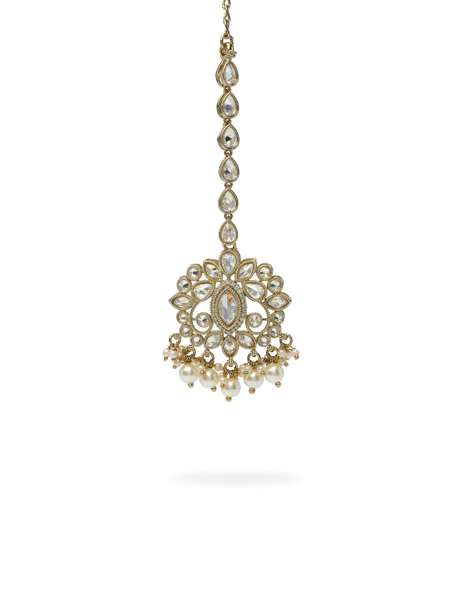 Sanjoli Bridal Necklace Set in White and Antique Gold