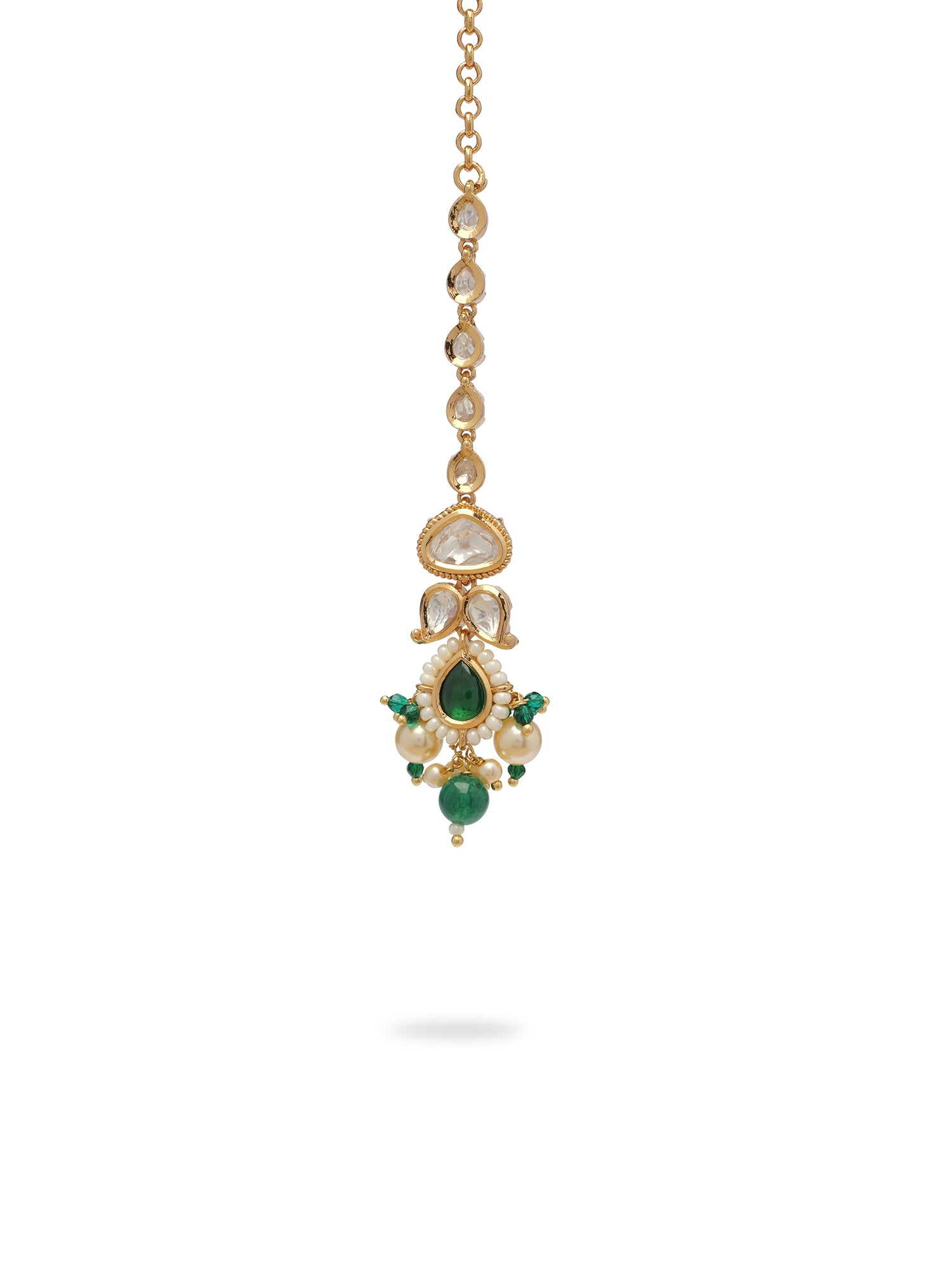 Sanya Kundan Maang Tikka in Green
