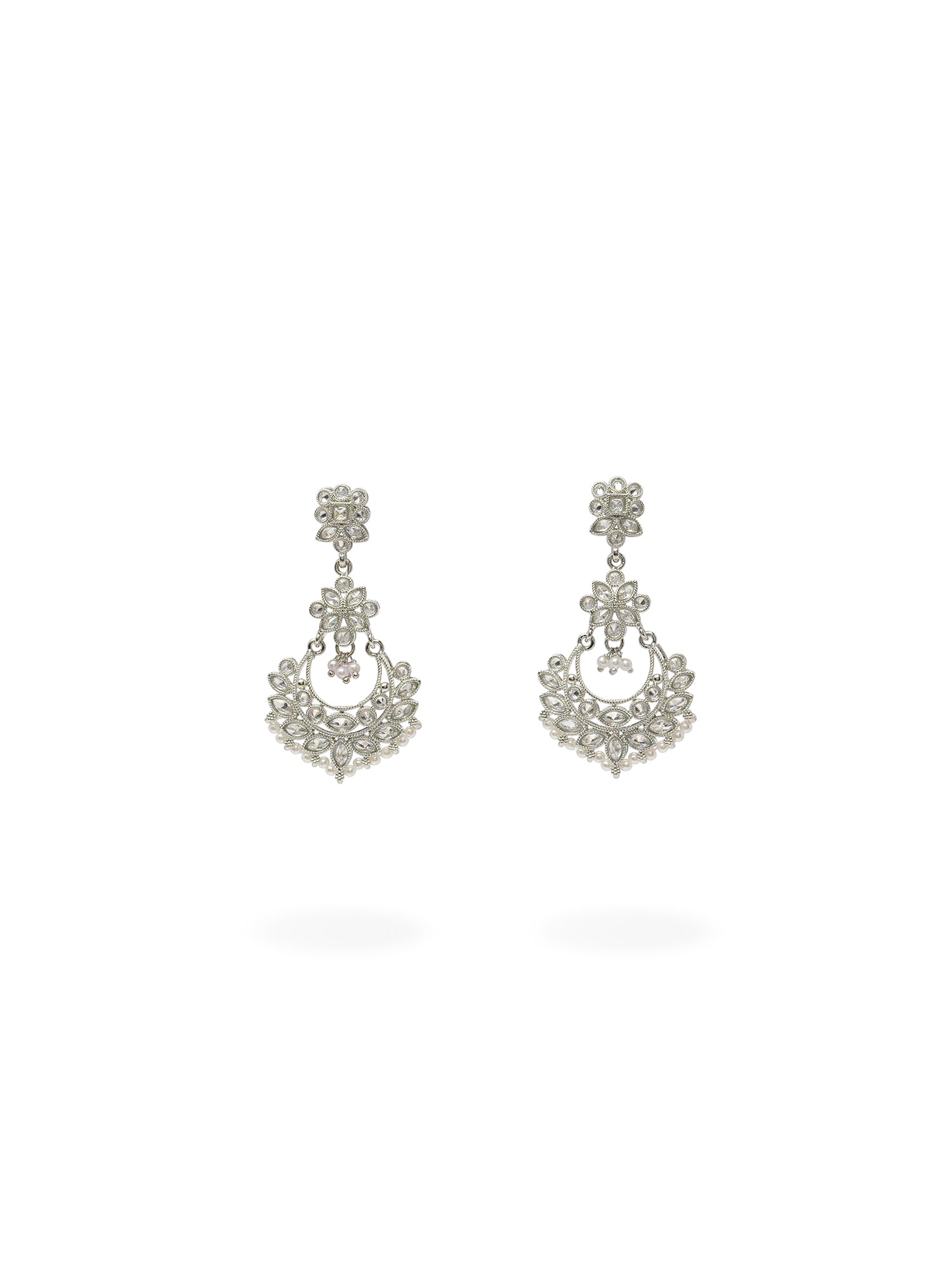 Sara Long Earrings in Rhodium