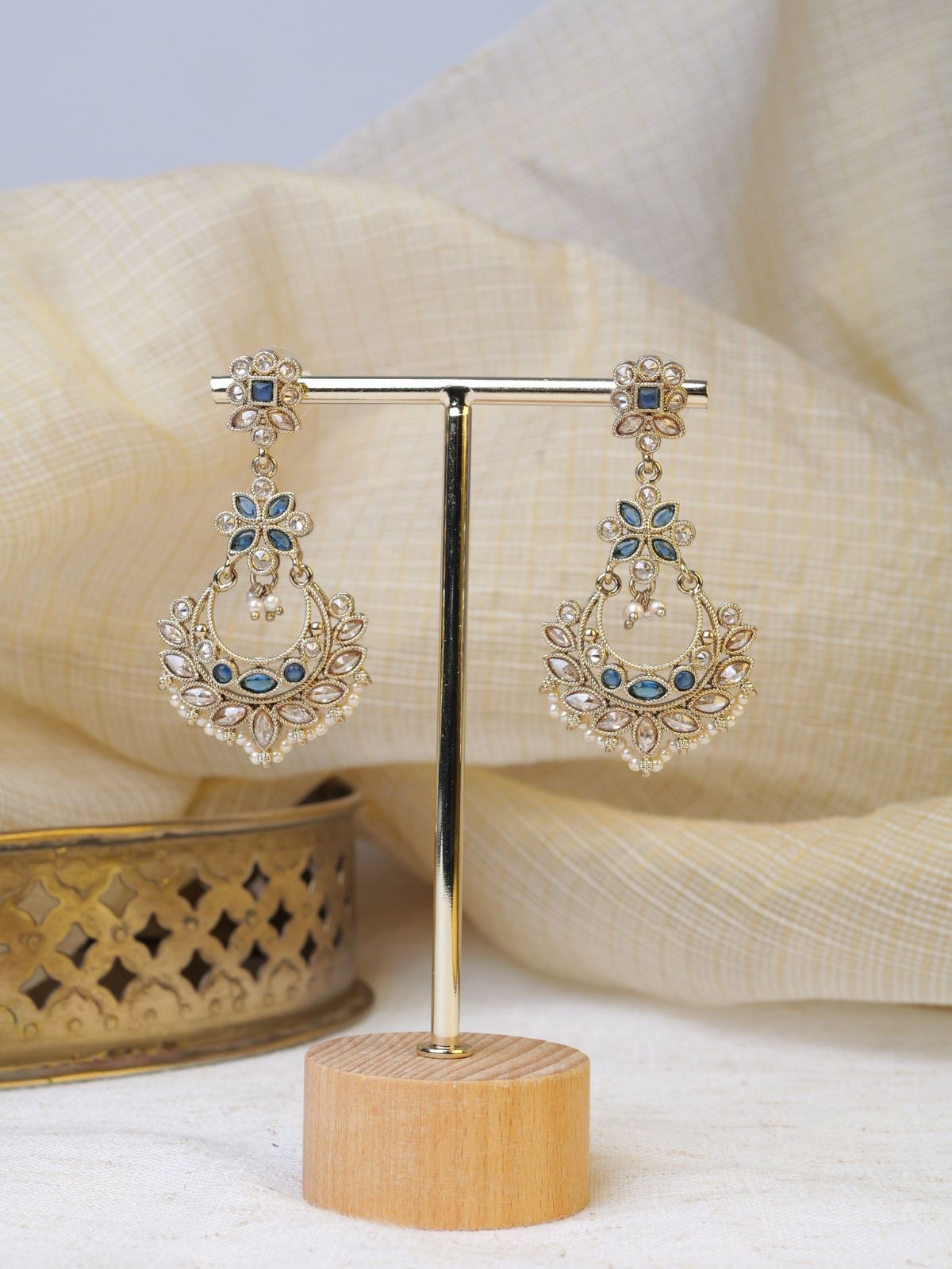 Sara Long Earrings in Blue