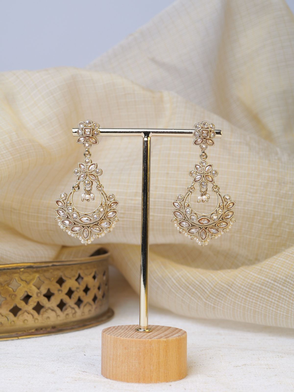 Sara Long Earrings in Champagne